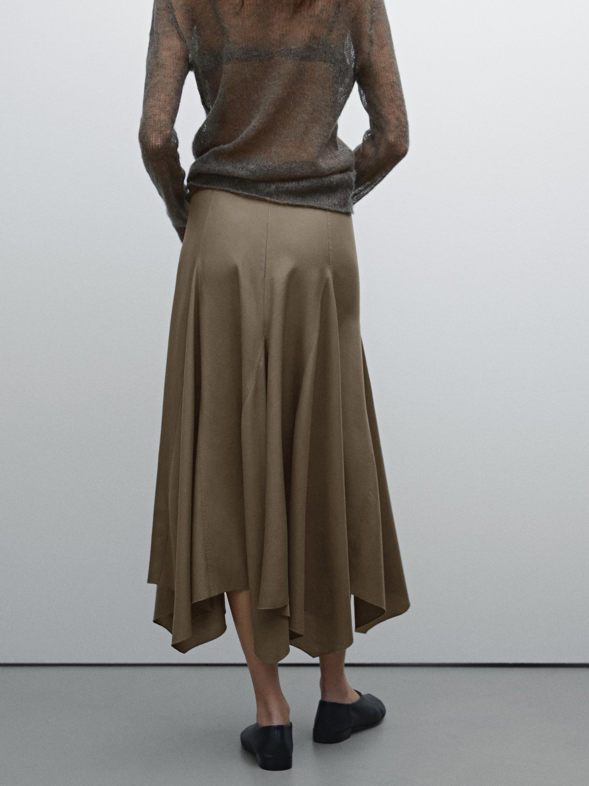 Asymmetric flounce midi skirt