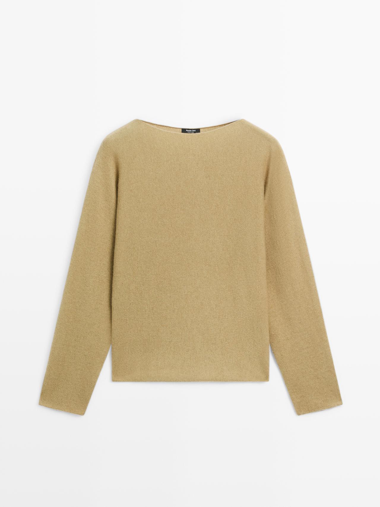 Massimo Dutti - Dame - Striktrøje Med Bådudskæring - Grøn - M