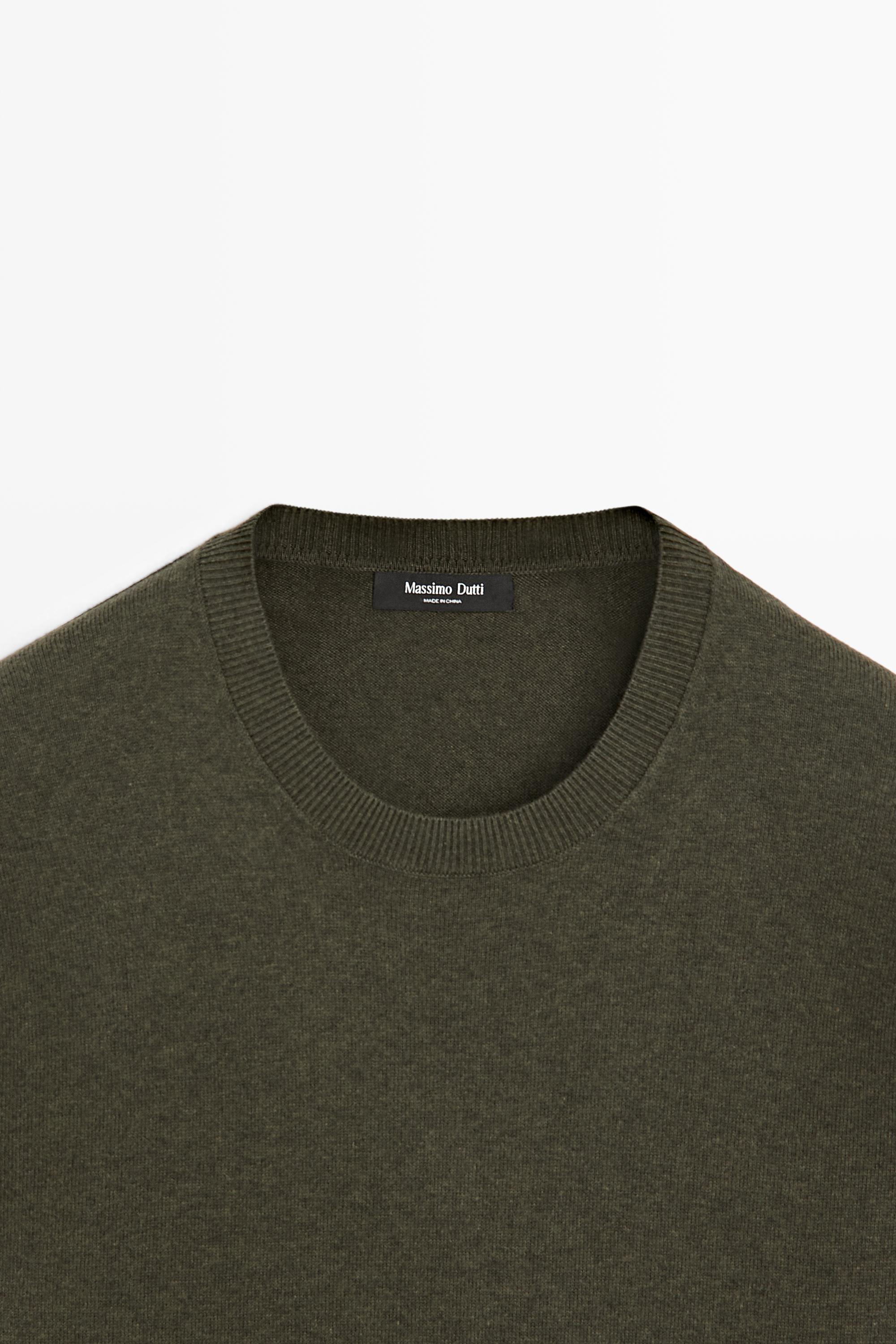 Cotton blend knit sweater — GREEN