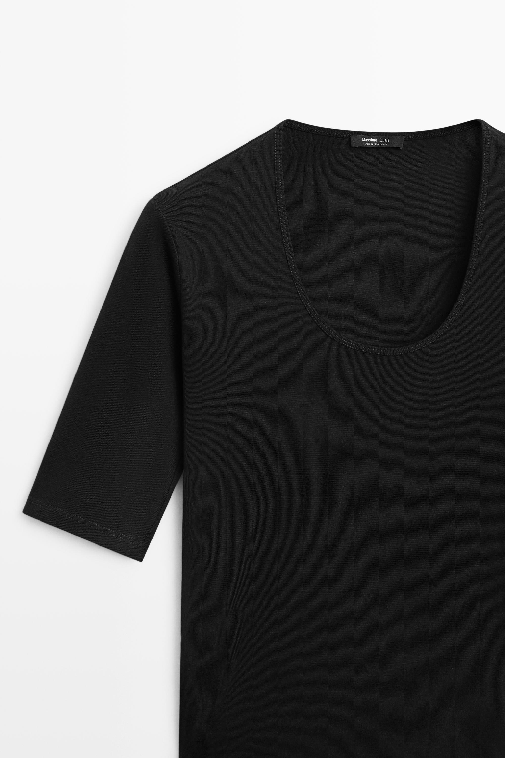 100% cotton boat neck T-shirt