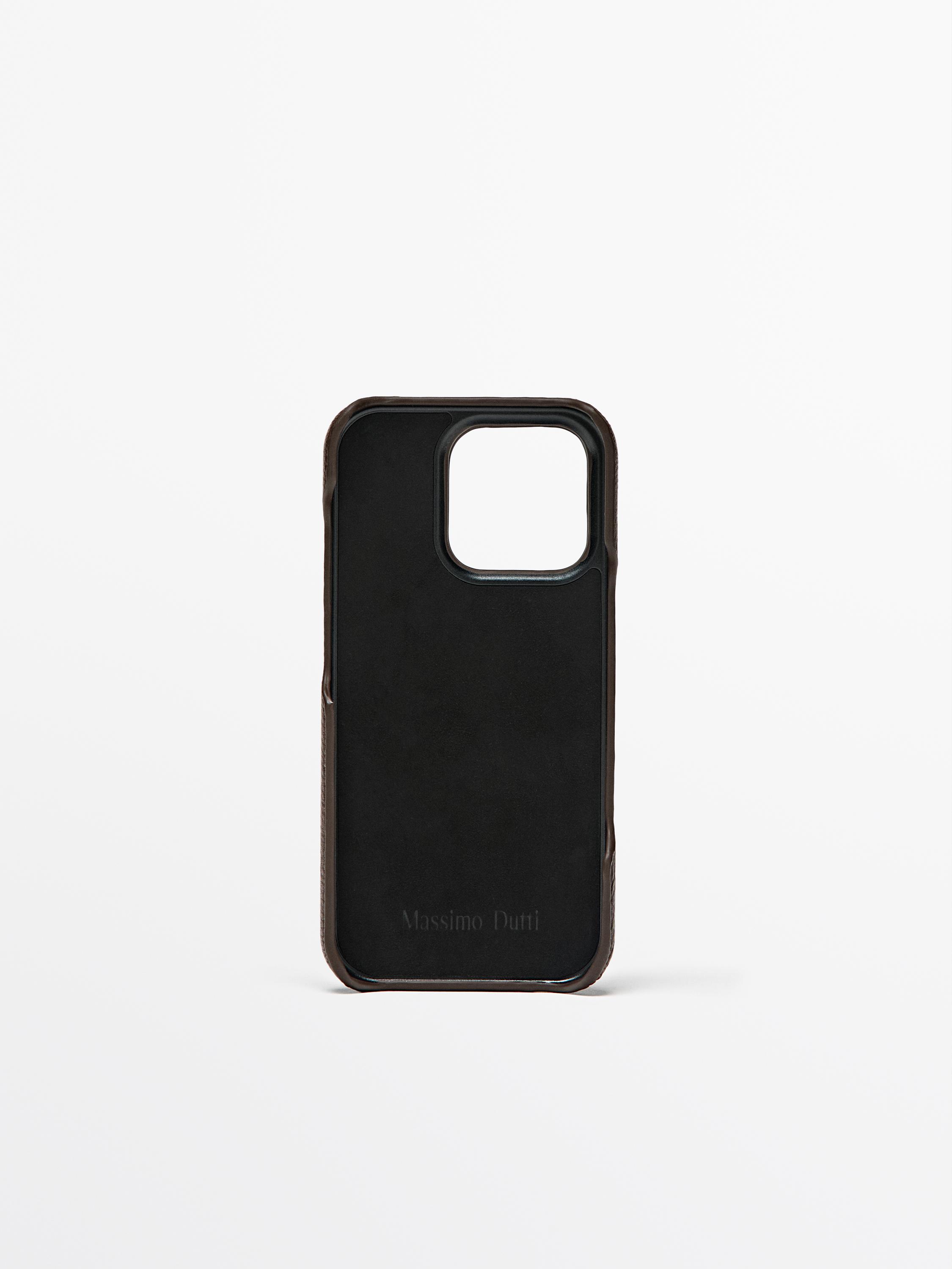 Nappa leather iPhone 16 Pro case — BROWN (alternate view)