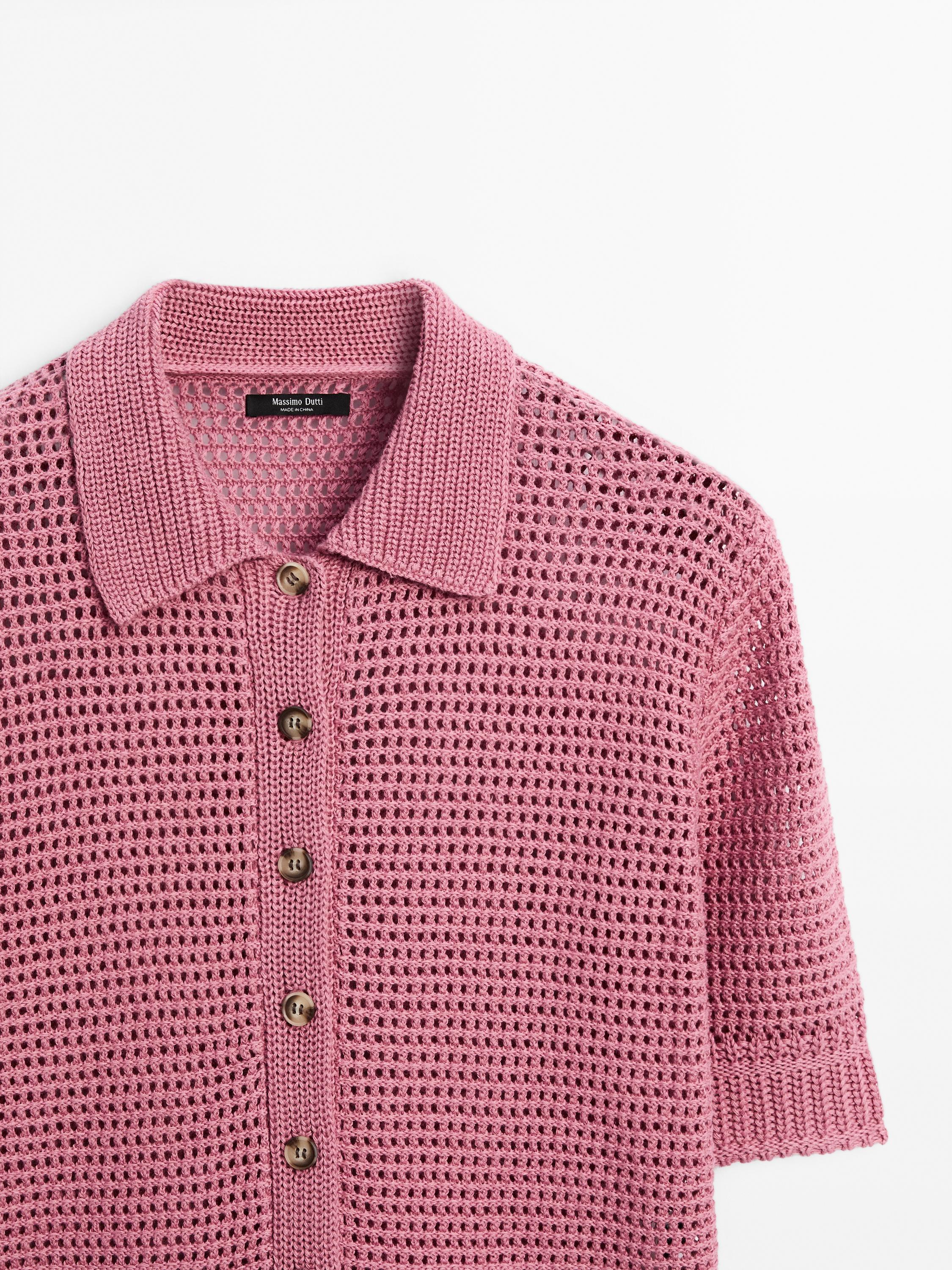 Cotton blend cutwork polo shirt