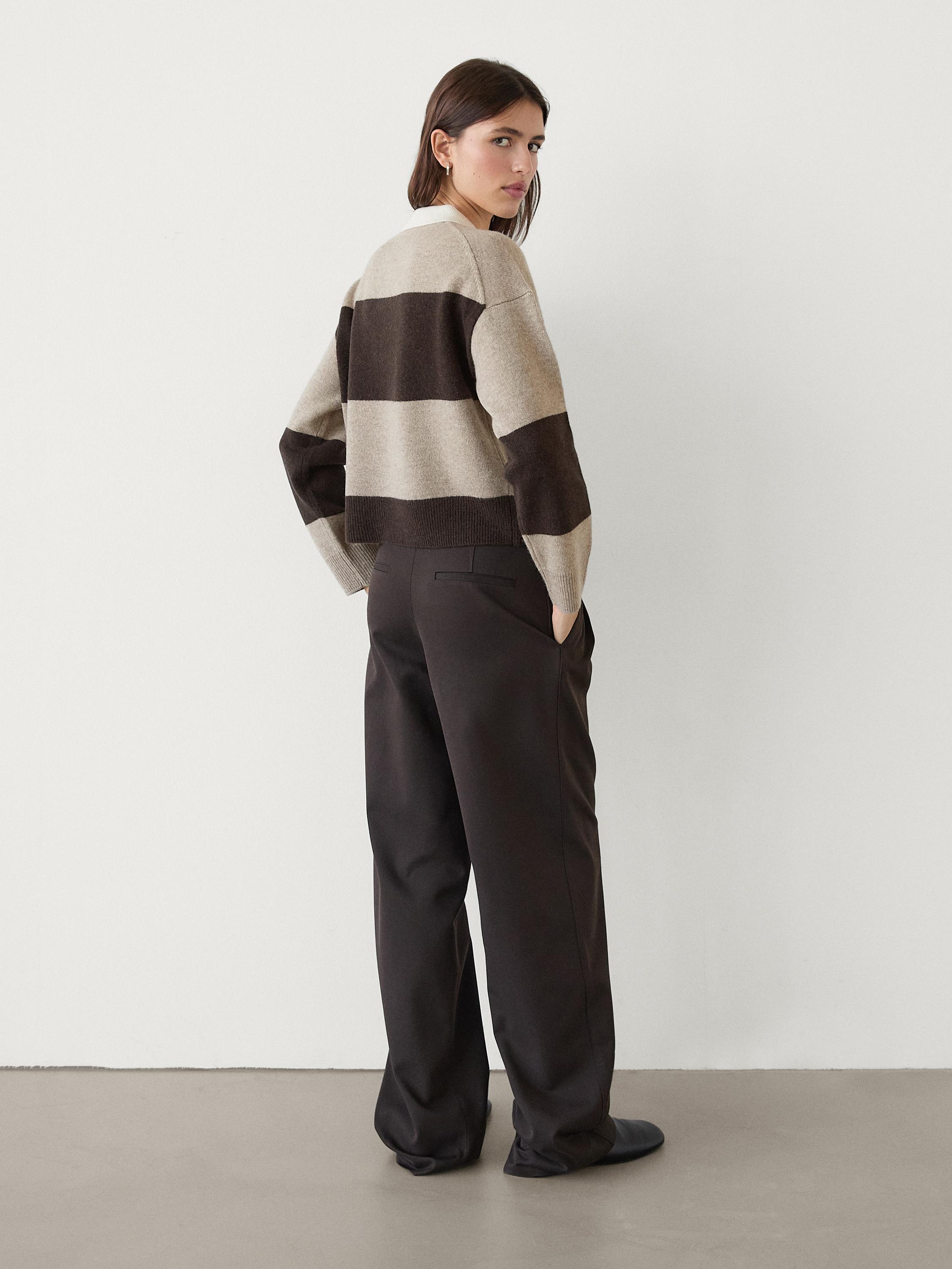 Wool blend polo collar sweater
