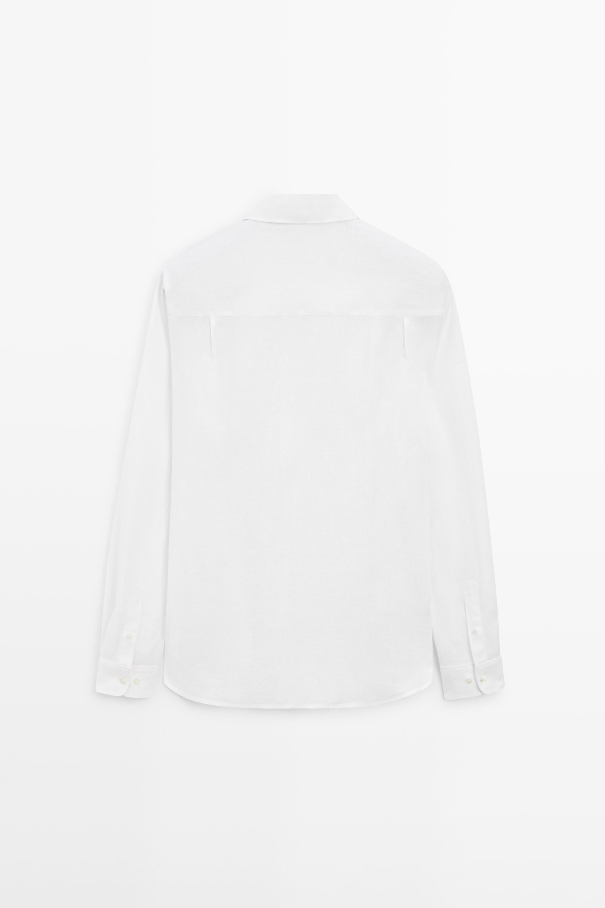 Extra fine regular fit linen shirt — WHITE