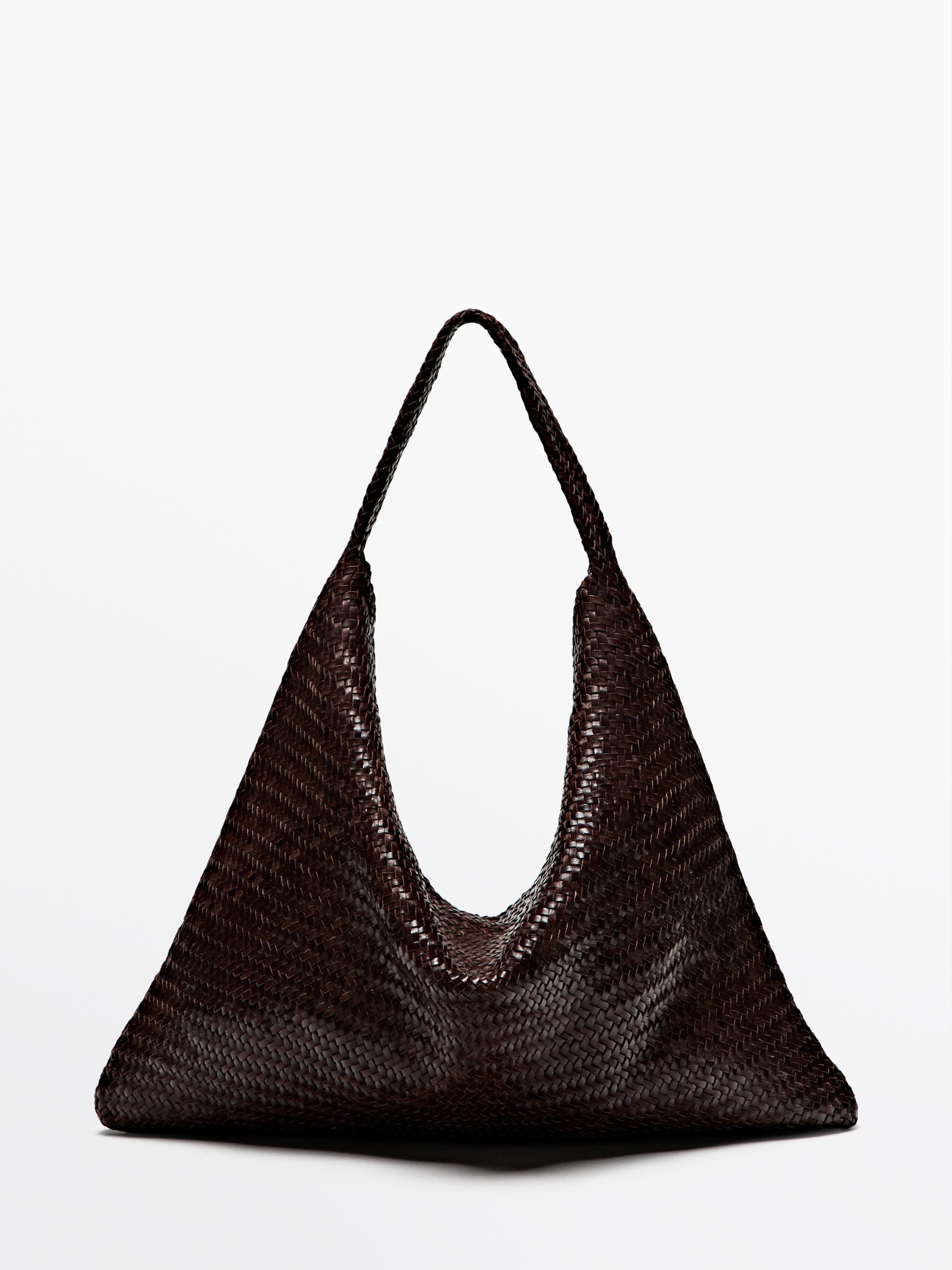 Nappa leather braided maxi shopper bag