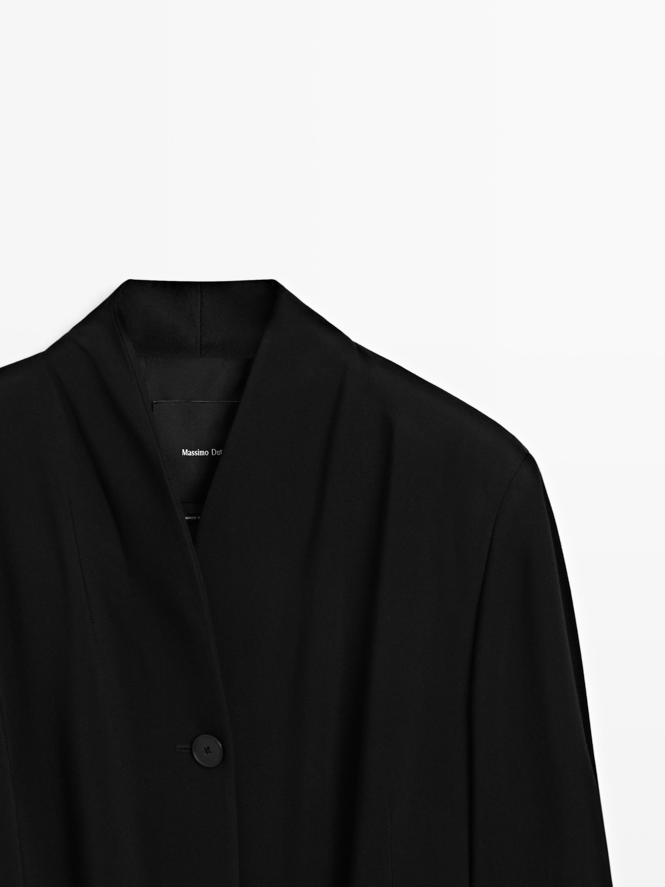 Crepe frock coat with belt