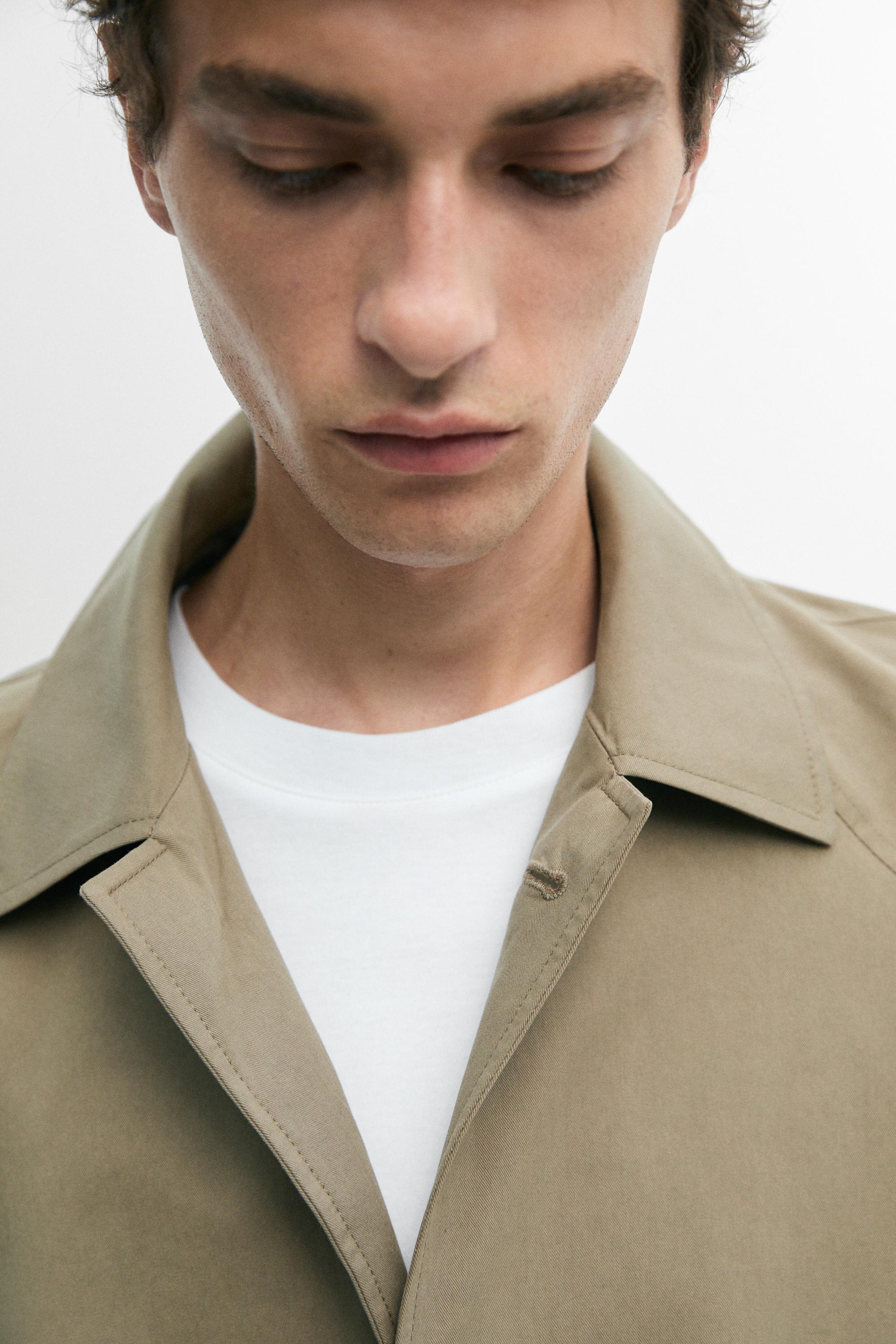 Oversize long 100% cotton trench coat — MOLE BROWN