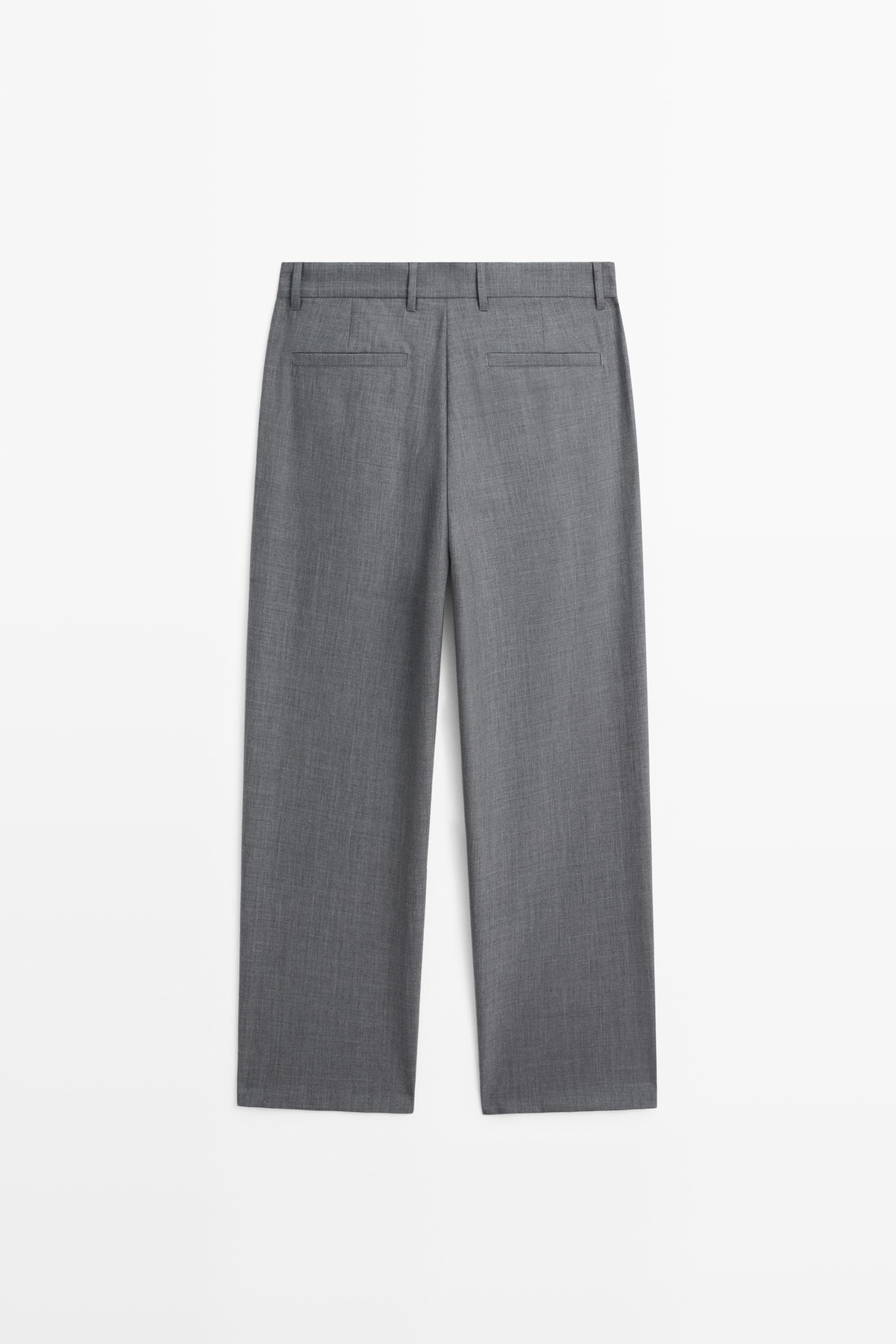 Relaxed fit cool wool darted pants — GREY