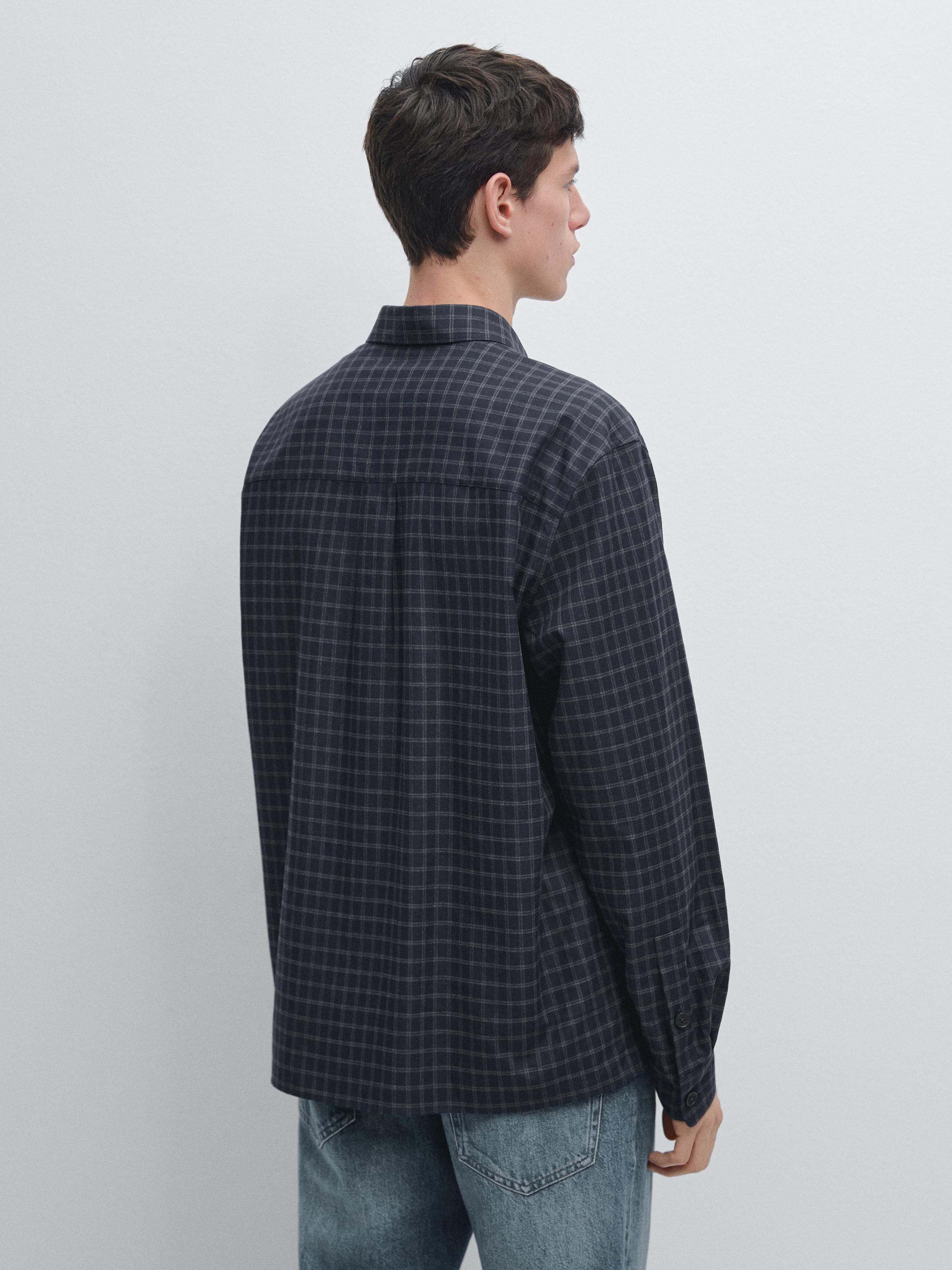 Relaxed fit check shirt — NAVY BLUE