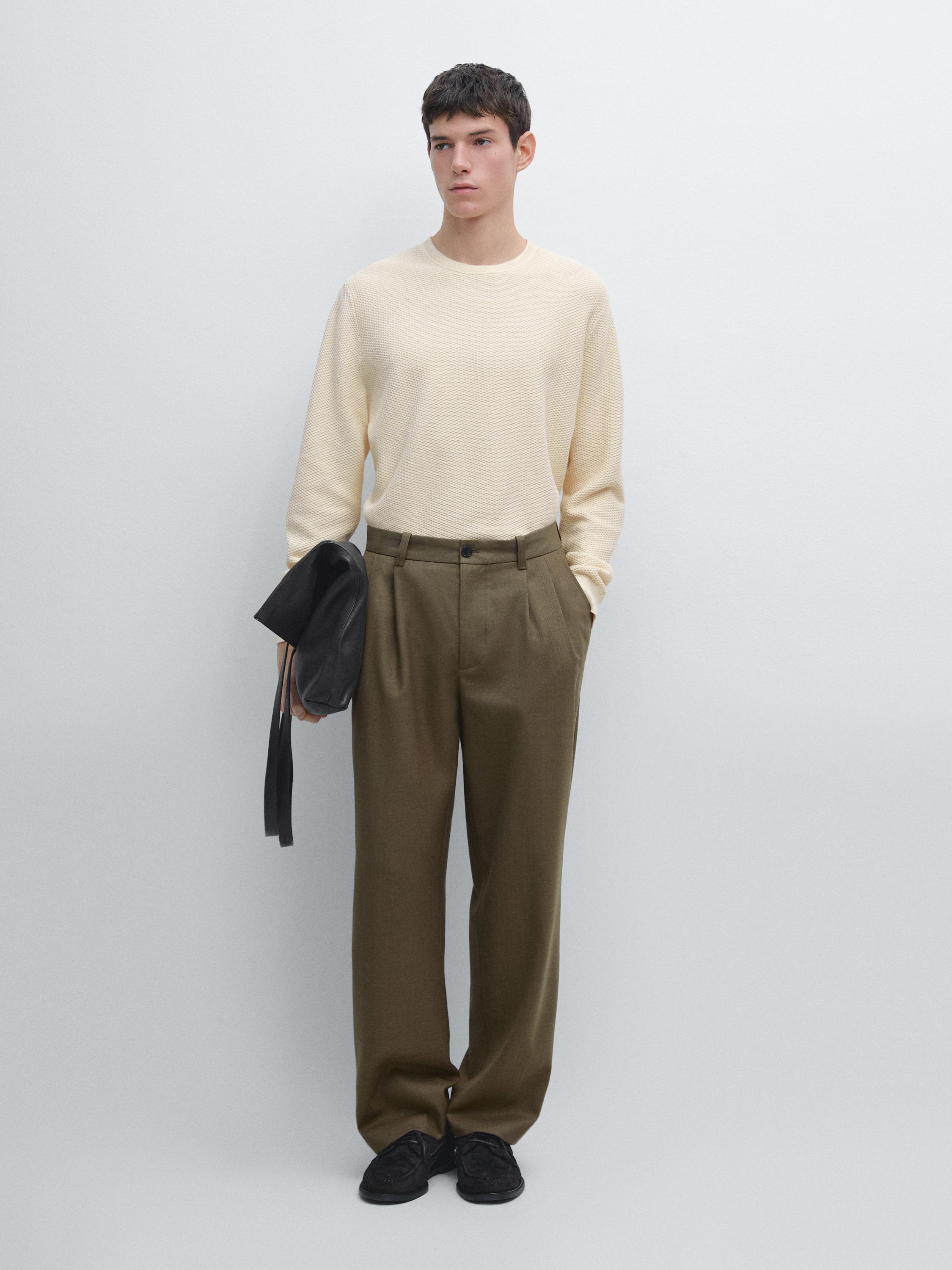 سويتر محاك بارز الملمس من القطن المخلوط