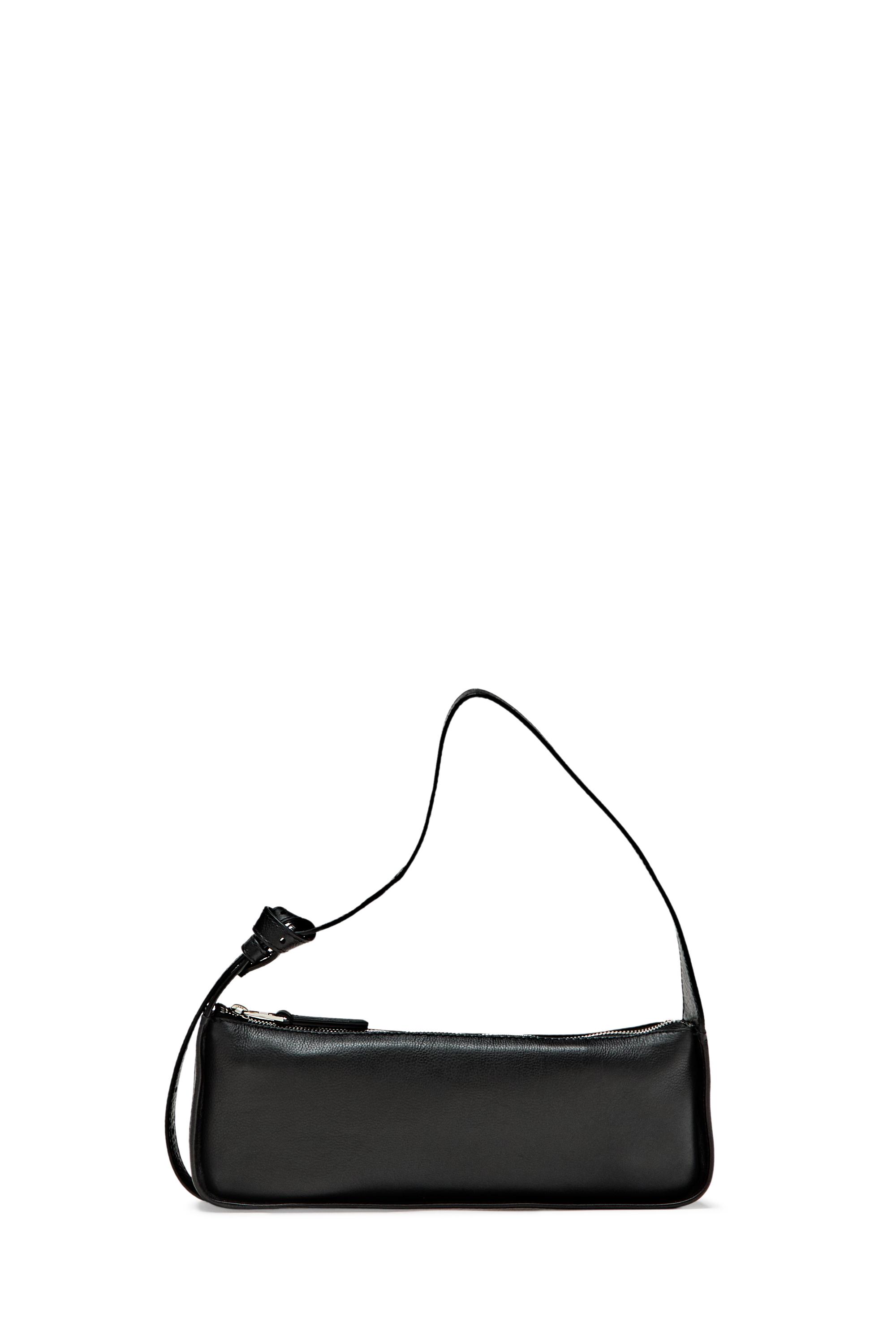 Mini leather shoulder bag — BLACK