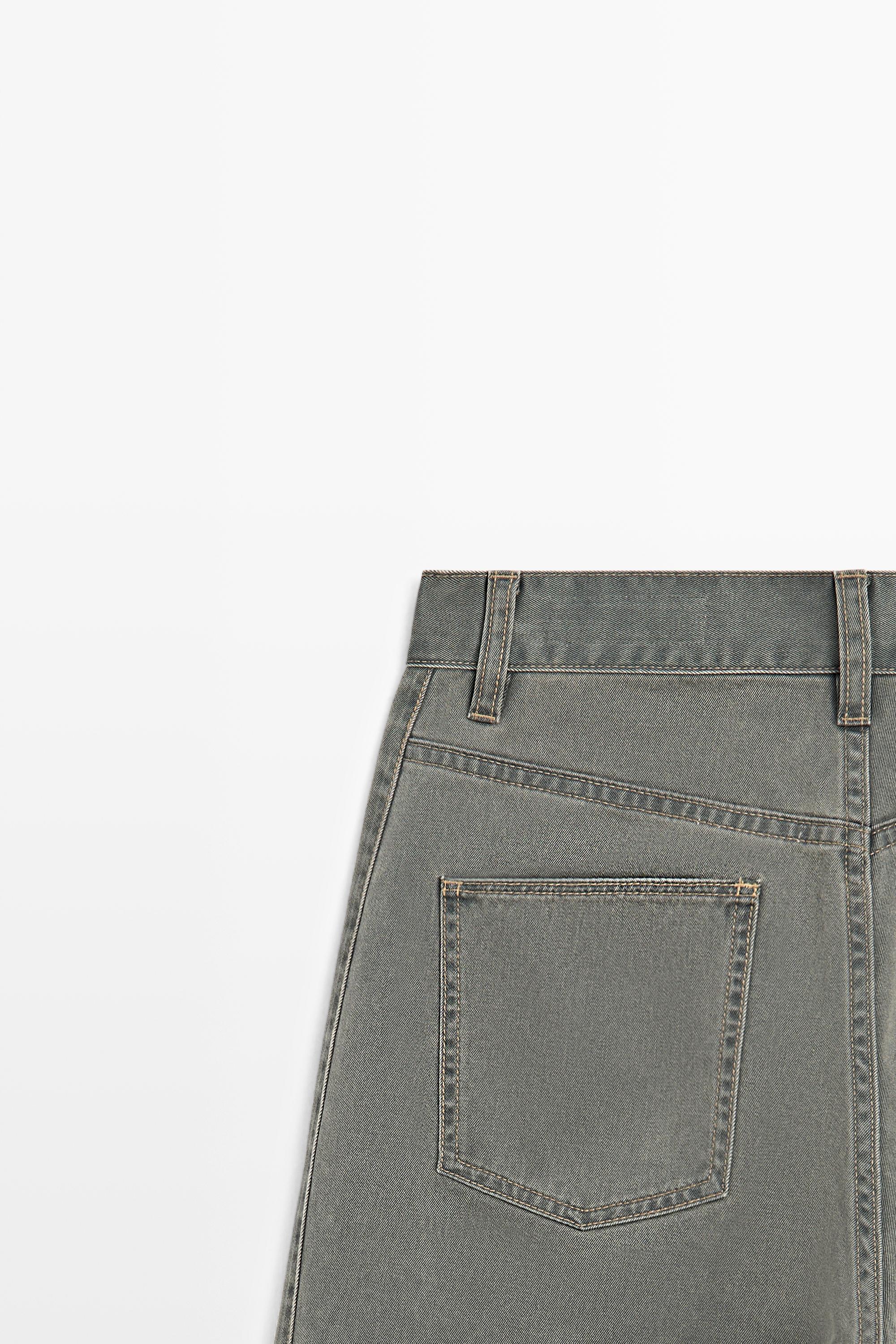 Wide-leg cotton jeans with denim detail — Light Blue