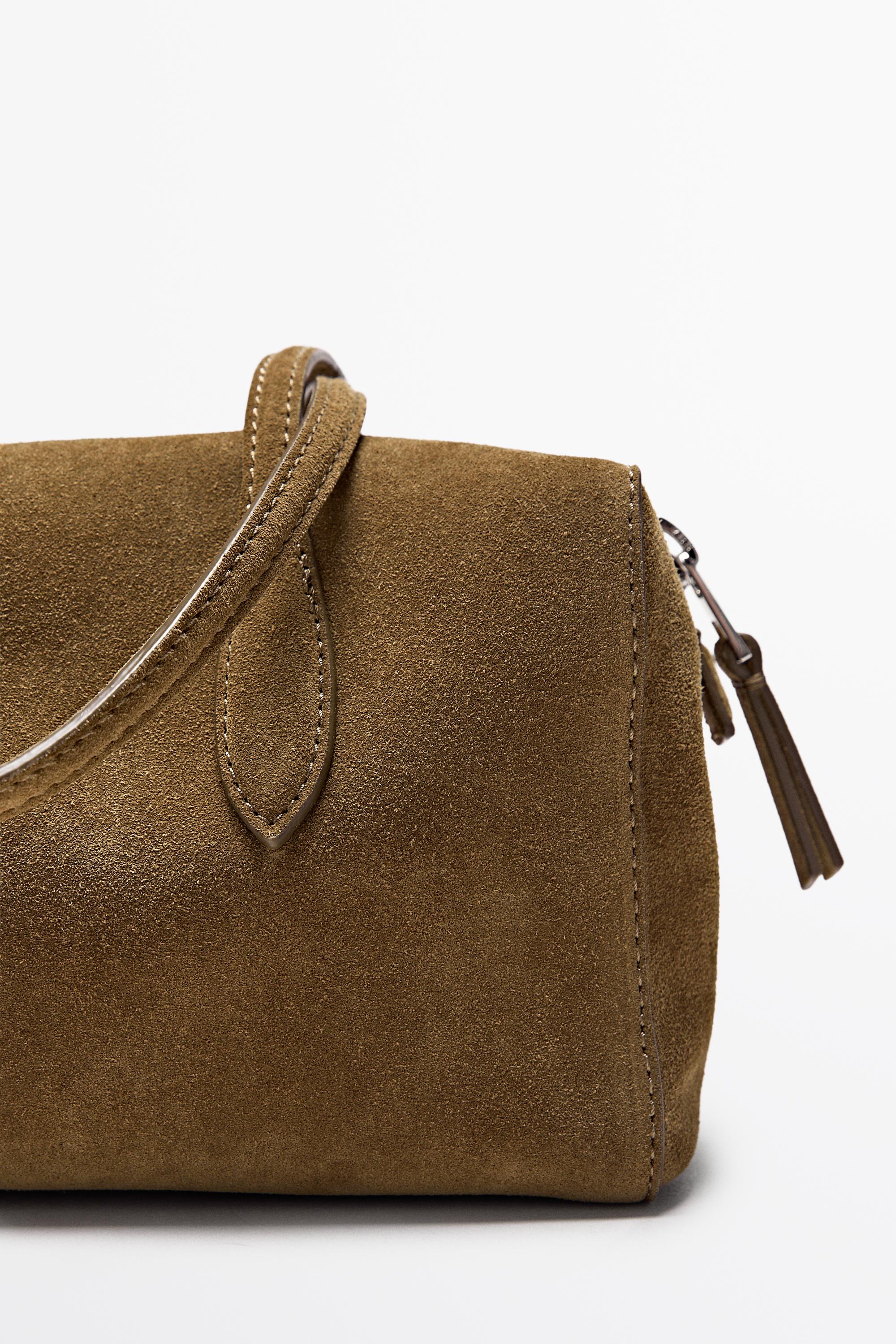 Massimo Dutti Süet deri mini satchel çanta görsel 2