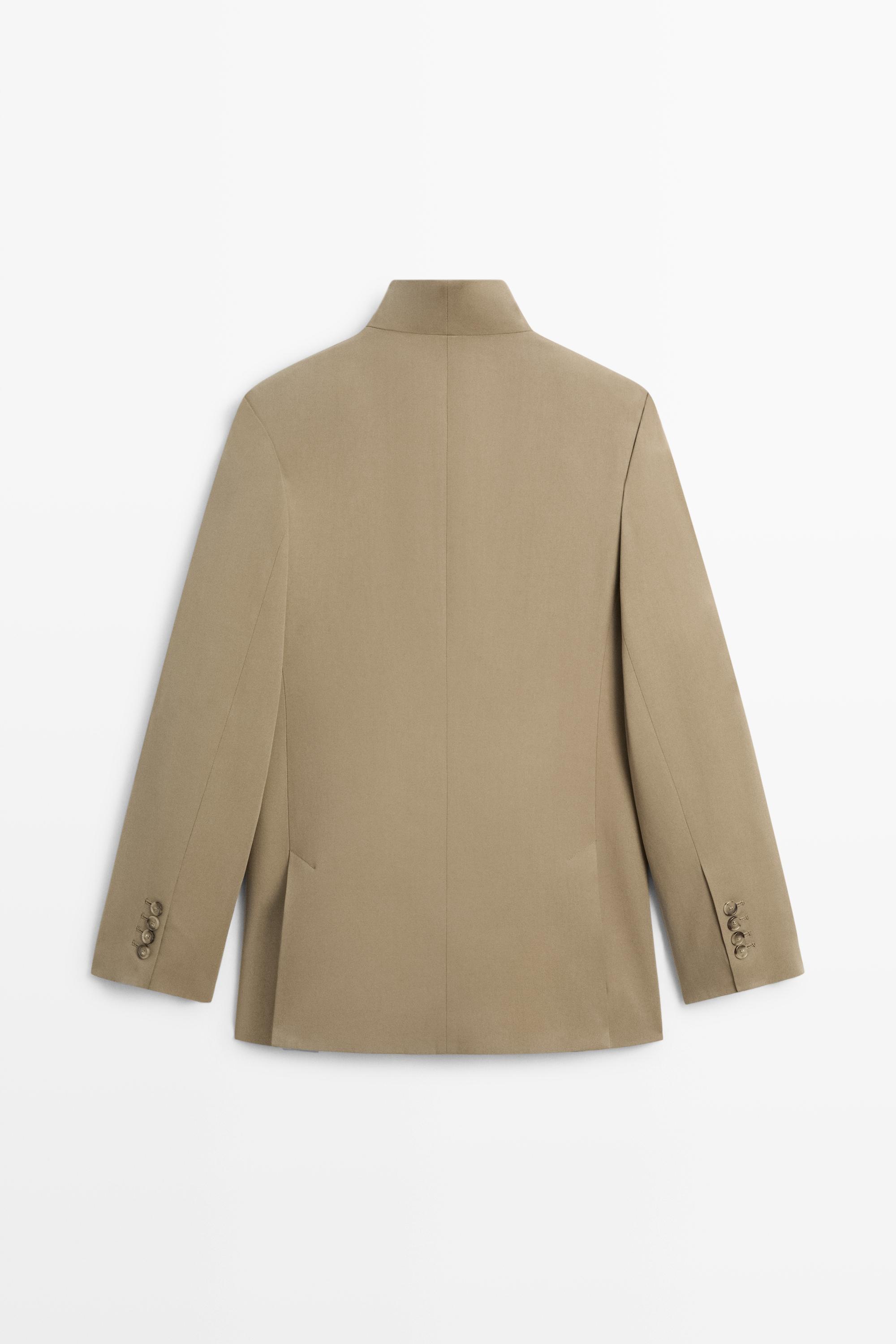 Stand collar blazer — MOLE BROWN