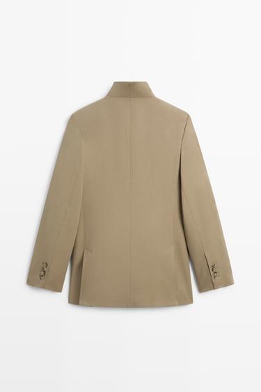 Stand collar blazer — MOLE BROWN 6