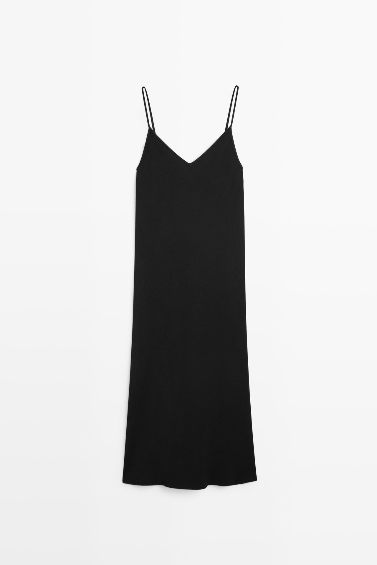 Flowing spaghetti strap midi dress — BLACK