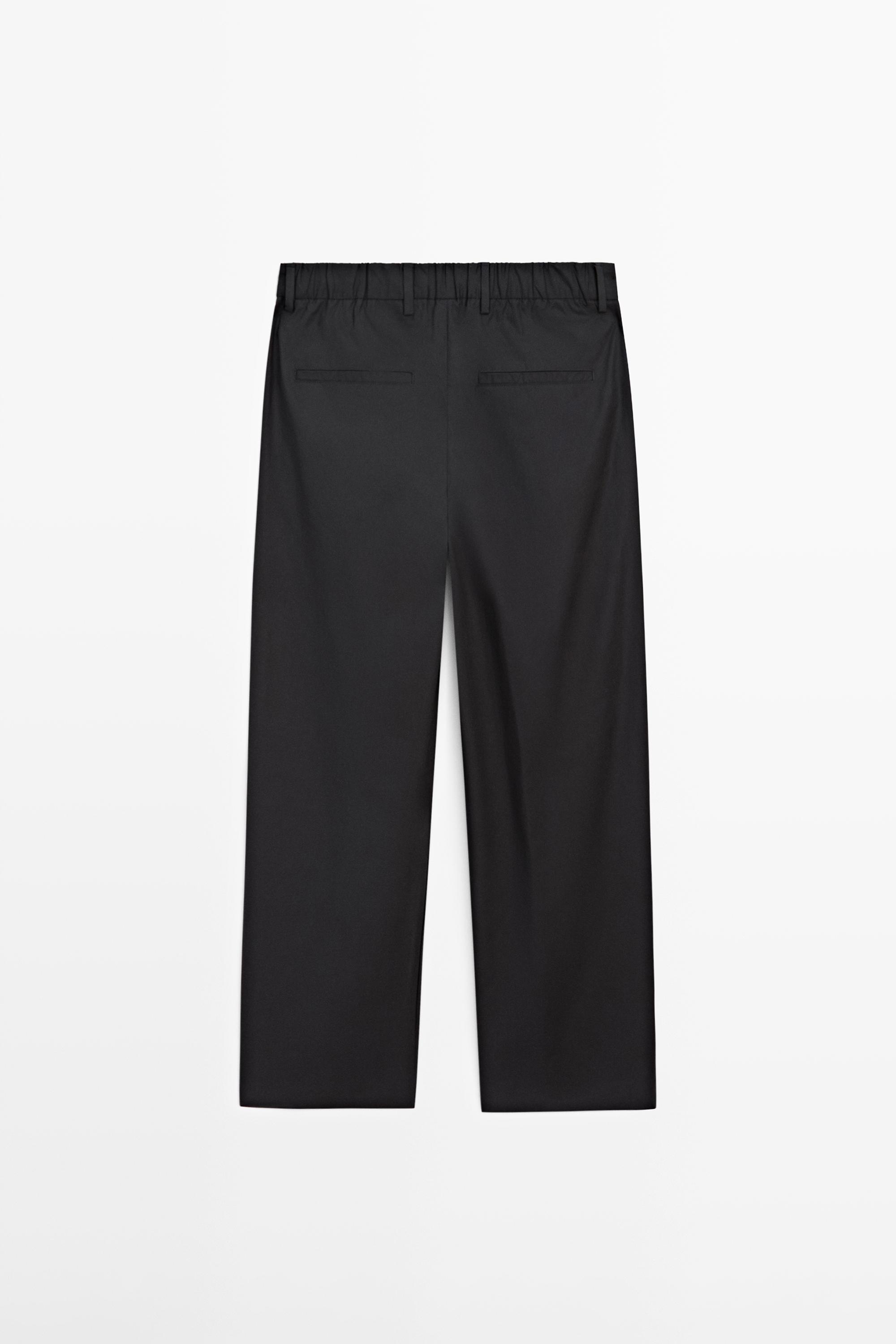 Cotton trousers with double darts — NAVY BLUE