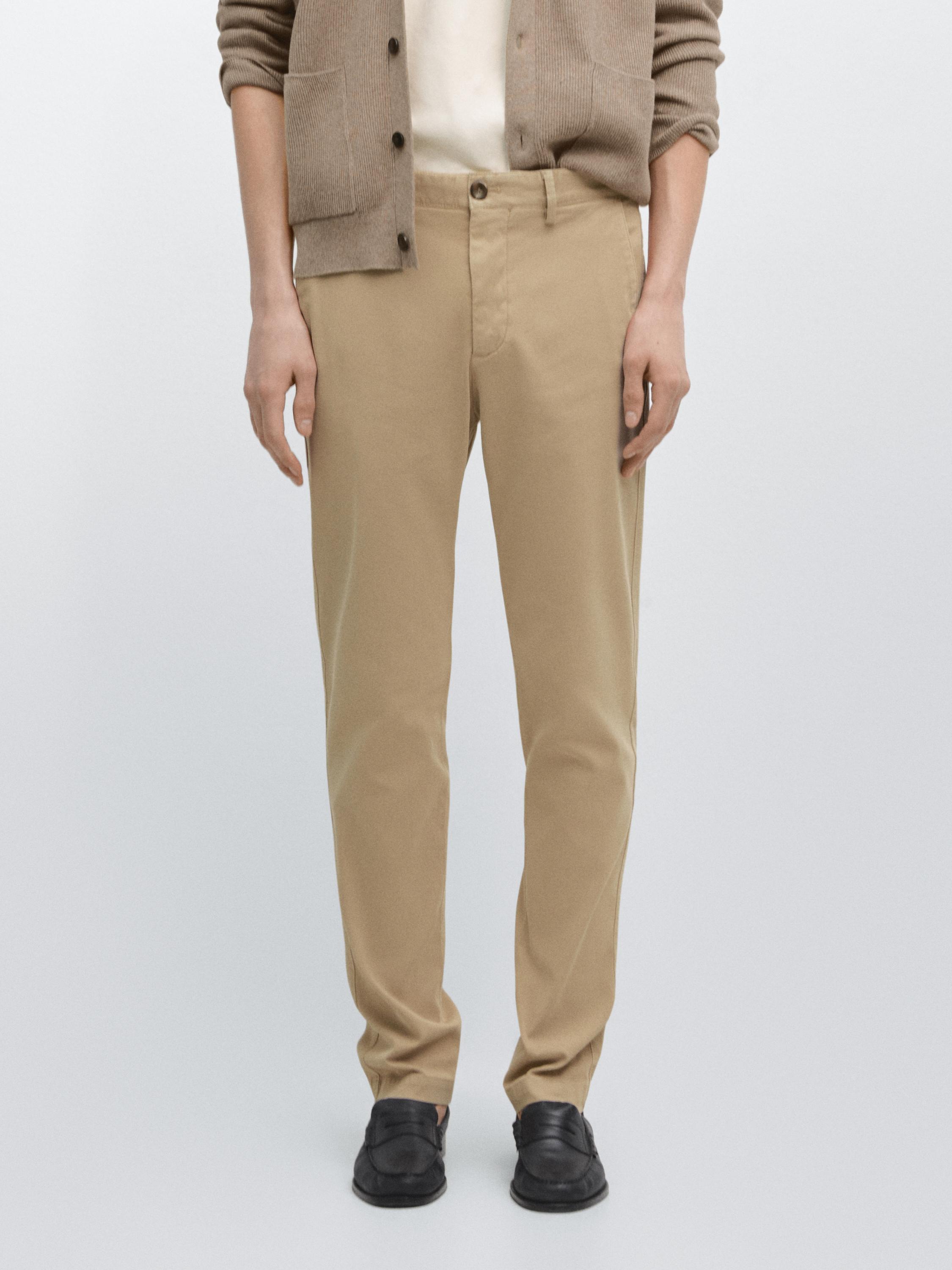 Slim-fit micro-textured trousers — OCHRE