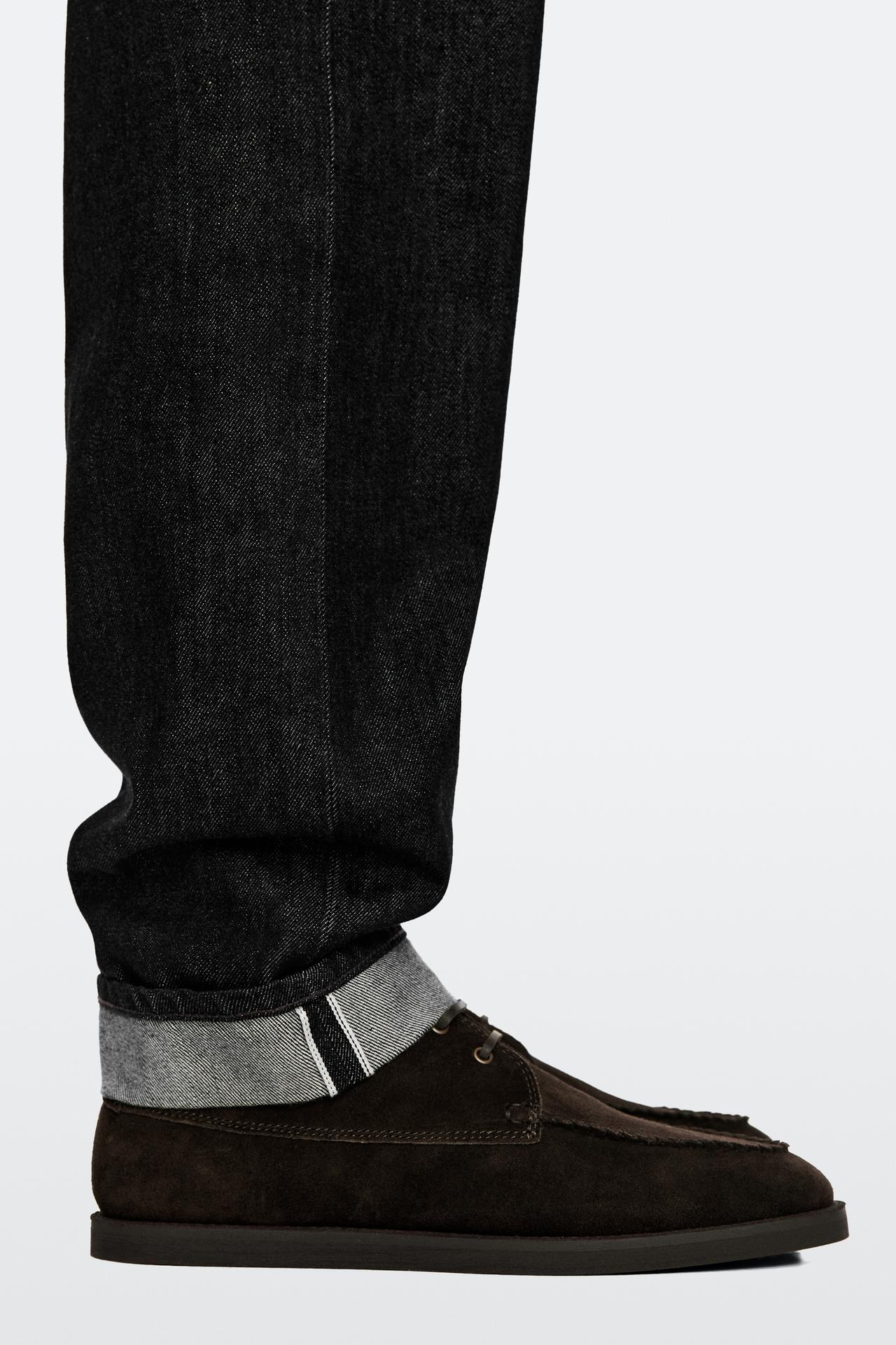 Split suede leather ankle boot — BROWN