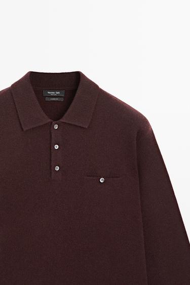 Knit pocket detail polo sweater — BURGUNDY 4