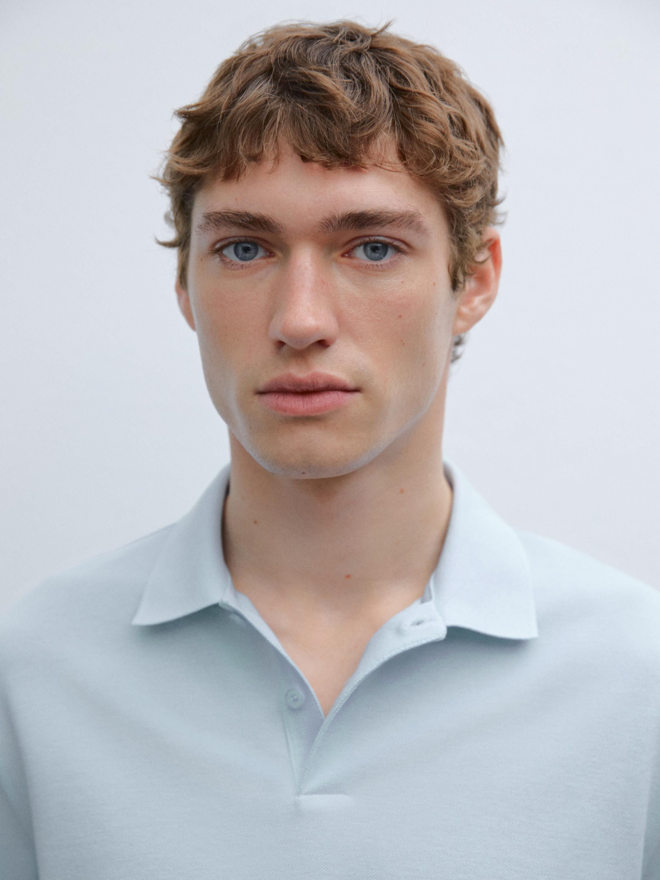 Micro textured piqué cotton polo shirt