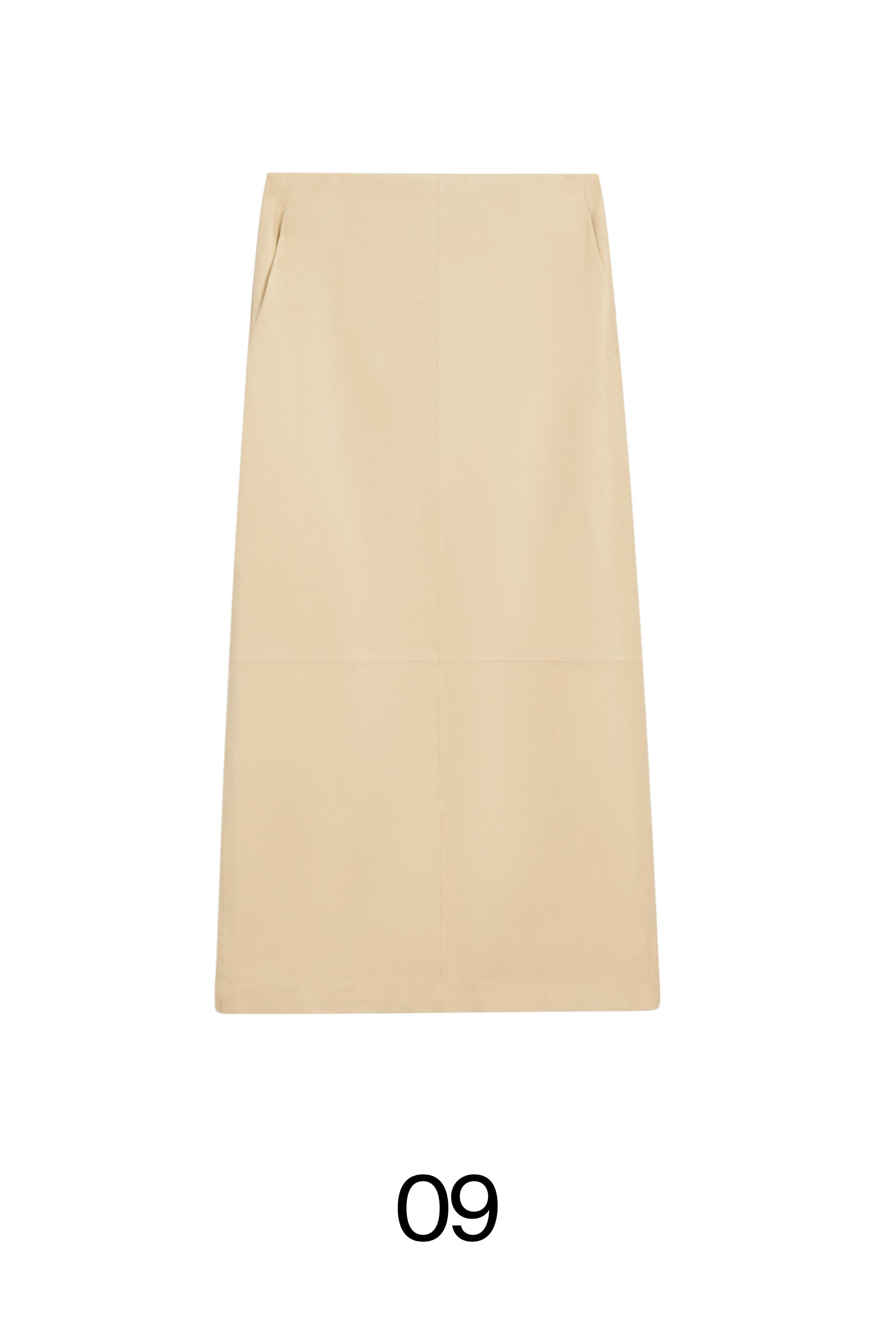 Nappa leather midi skirt — Vanilla