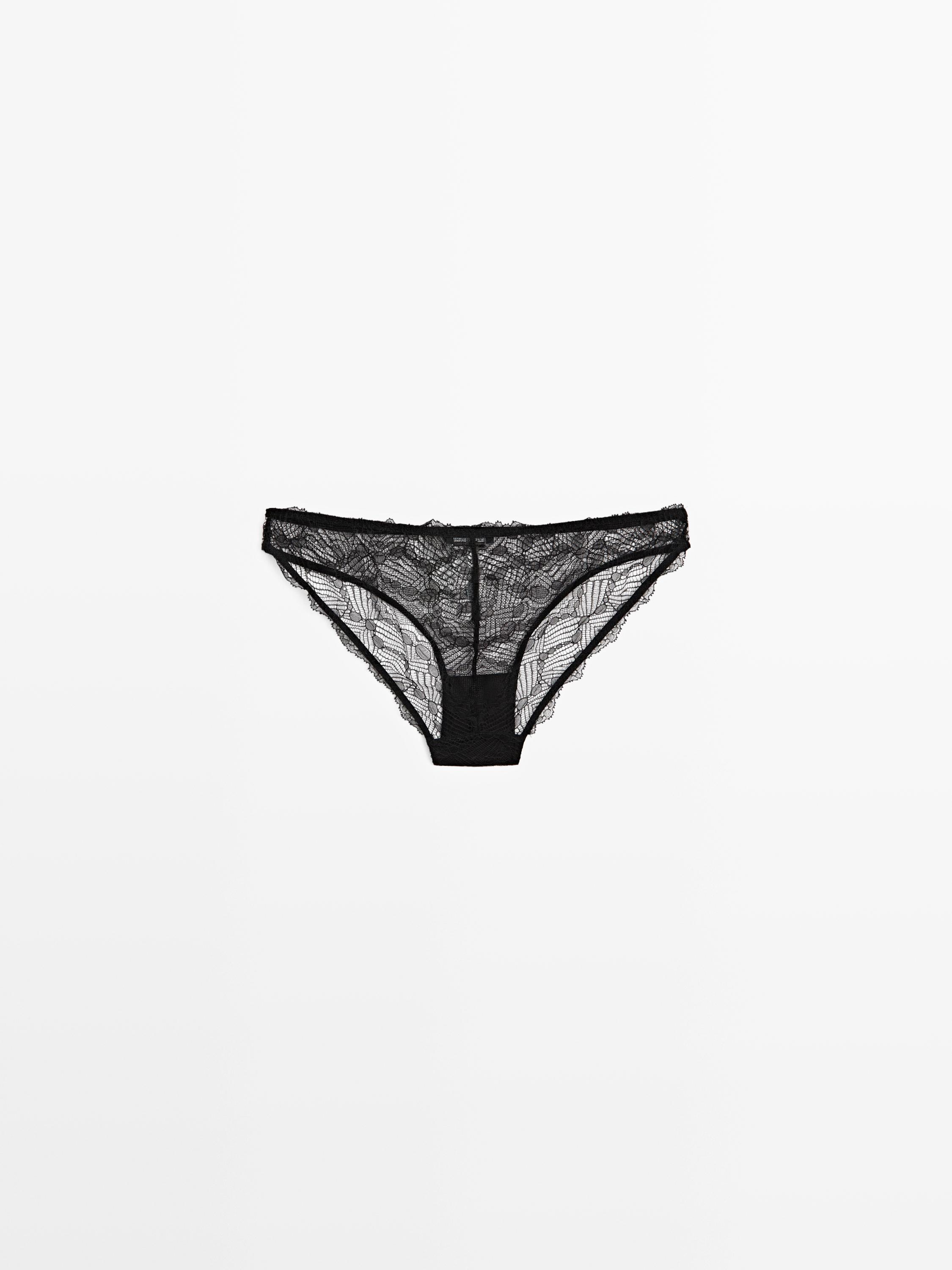 Lace briefs with blonde lace detail — BLACK