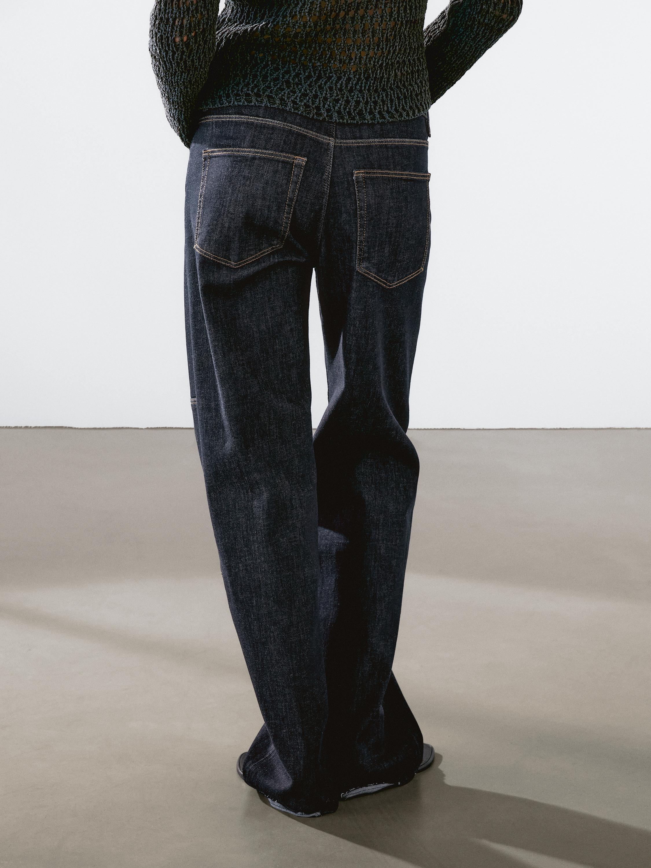 Jean straight taille haute coutures apparentes
