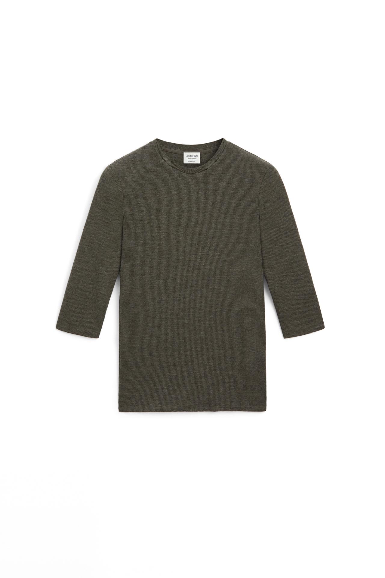 100% wool elbow-length sleeve T-shirt - LIMITED EDITION — KHAKI