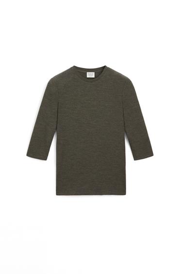 100% wool elbow-length sleeve T-shirt - LIMITED EDITION — KHAKI 5