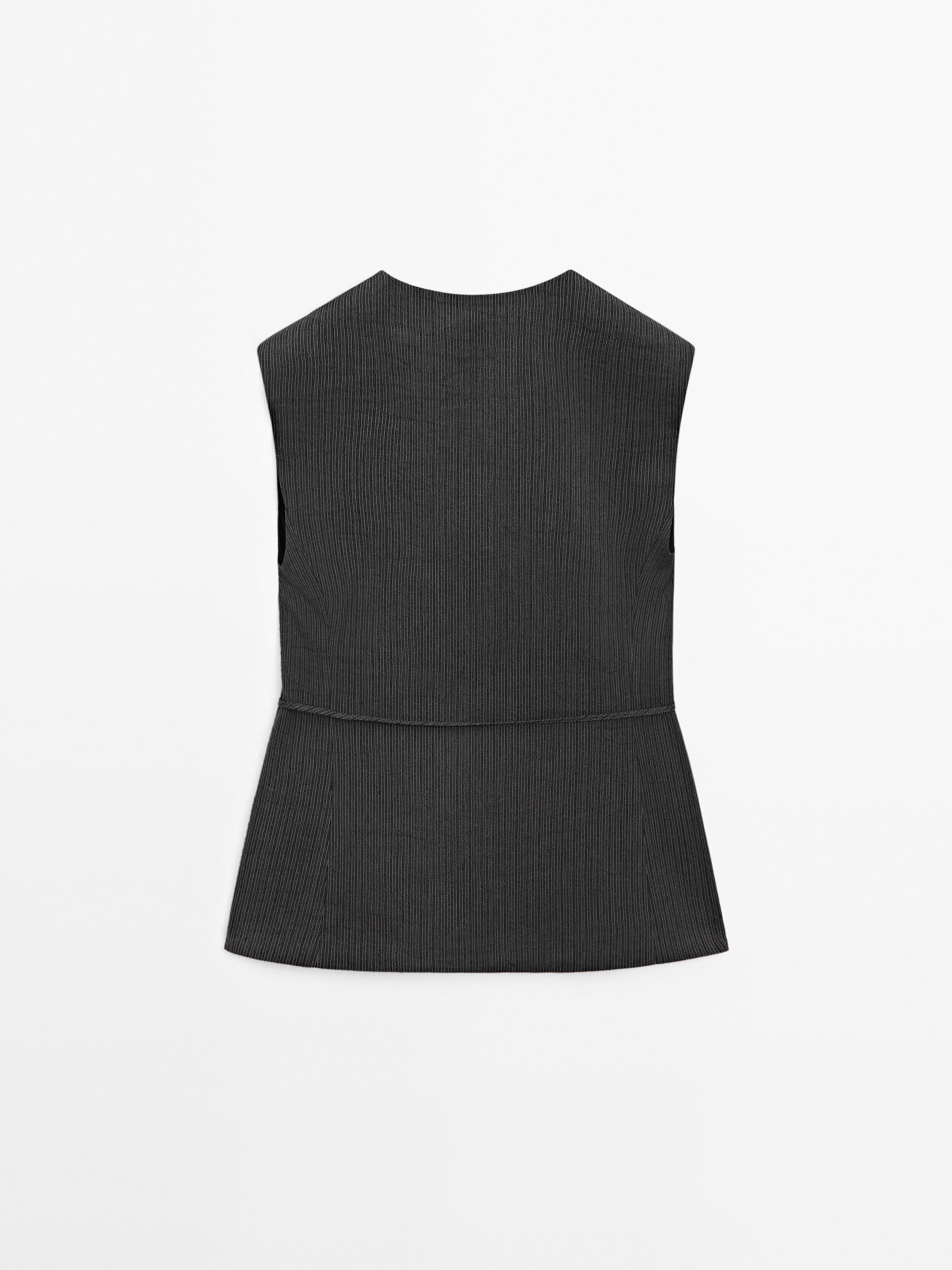 Jauktas kokvilnas veste ar lenti