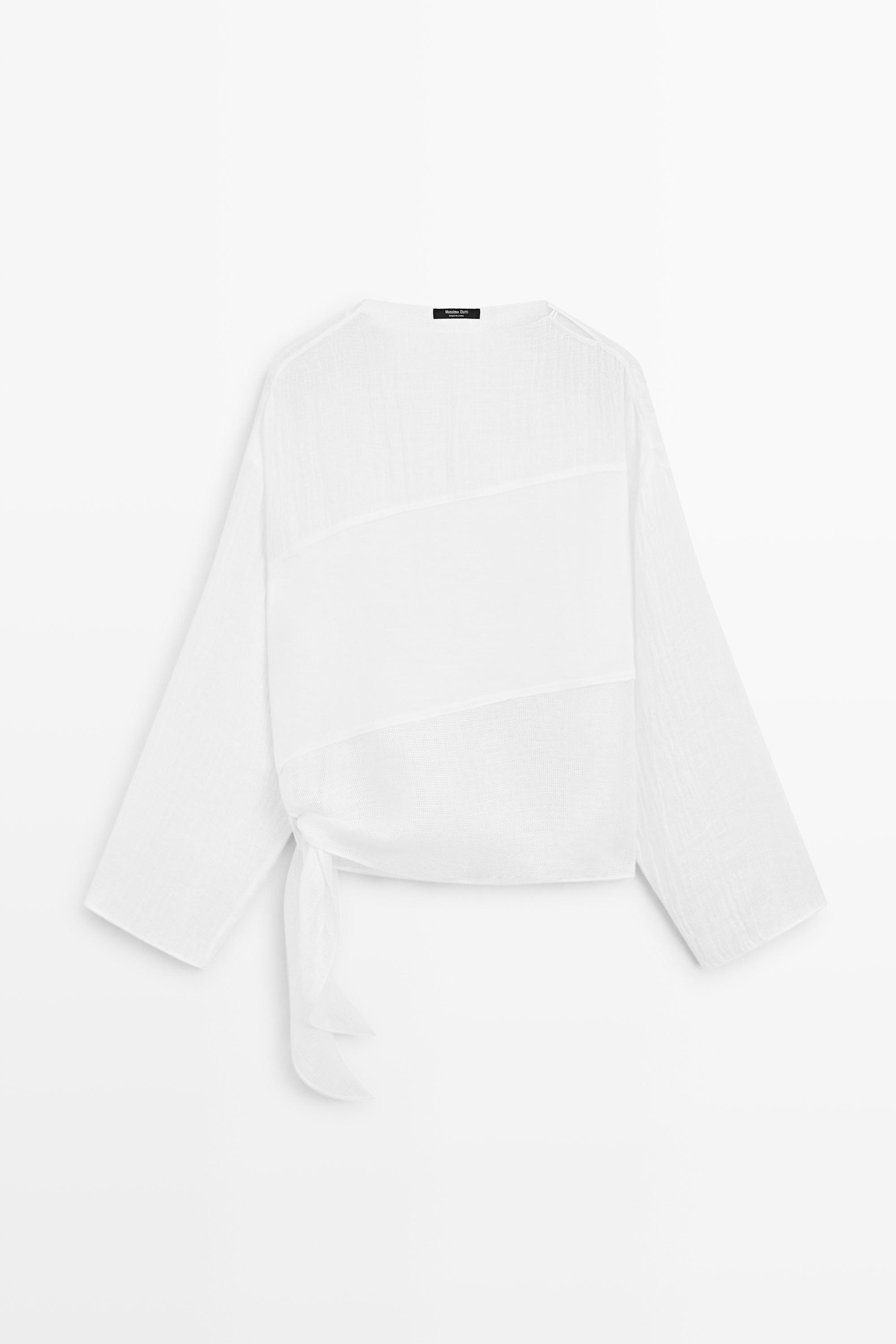 Flowing linen blend shirt — Off white