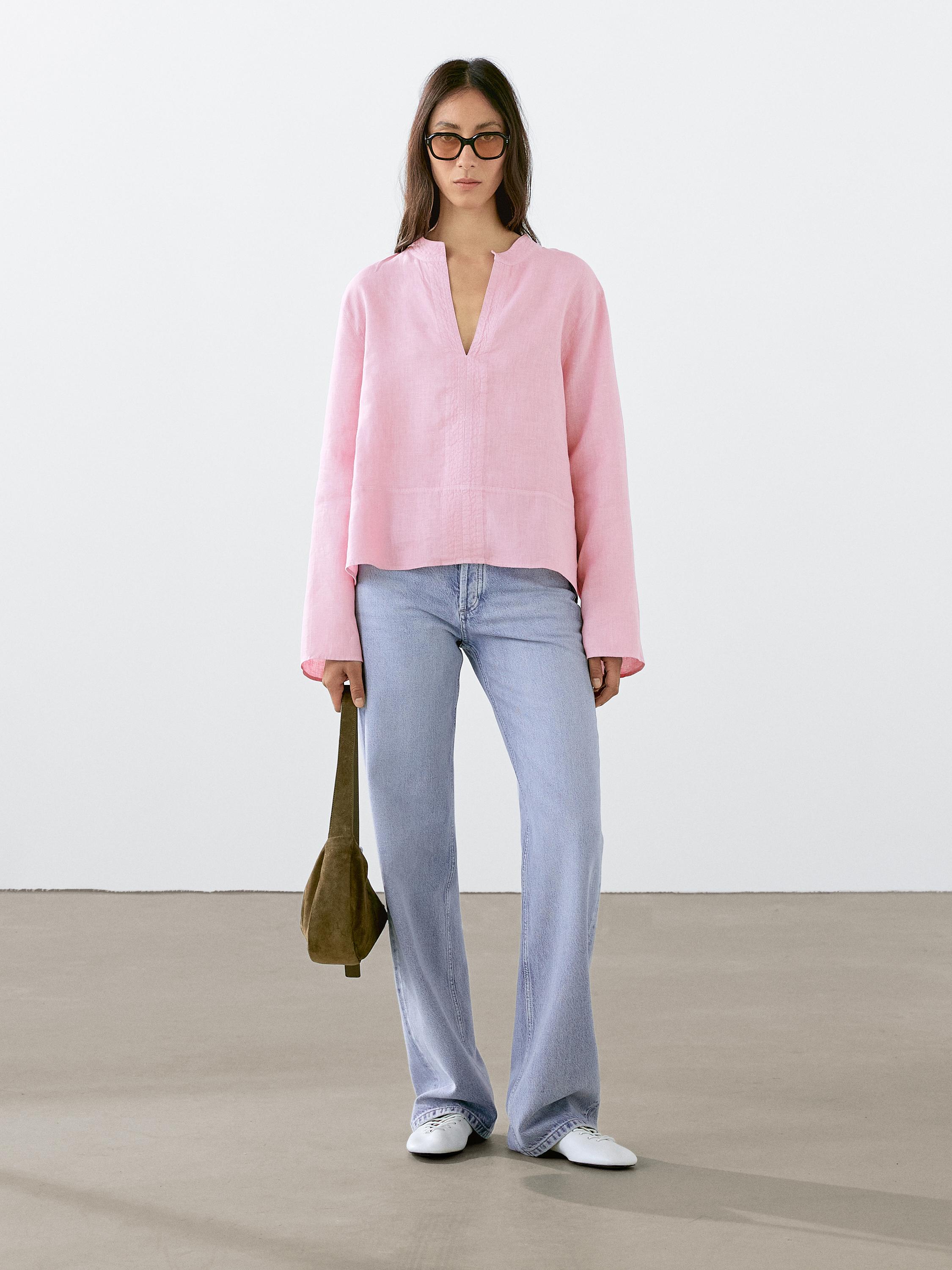 100% linen long sleeve shirt