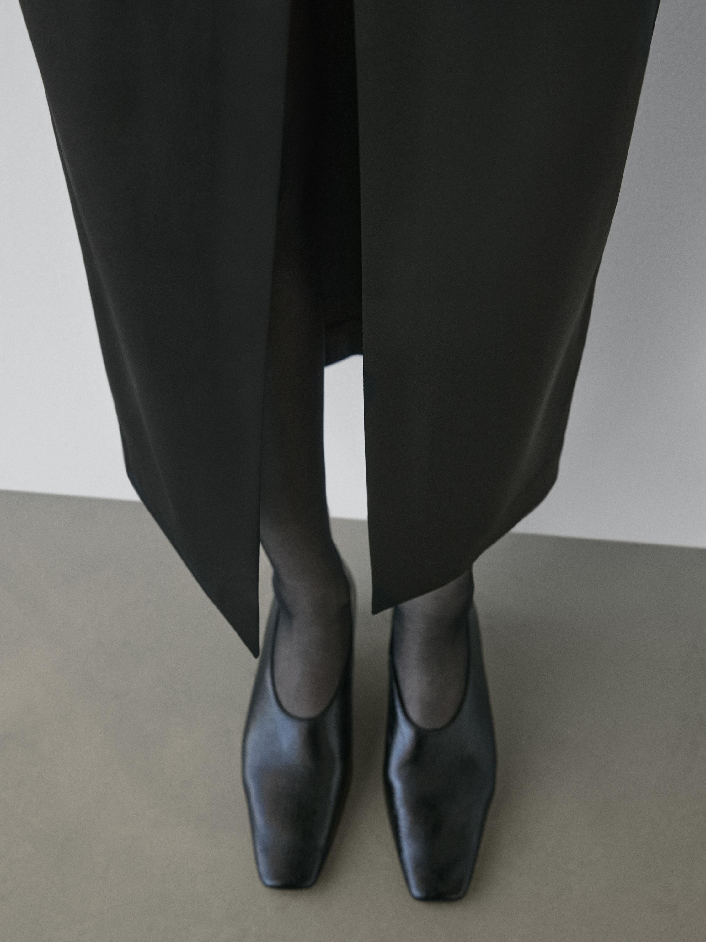 Straight midi skirt with gathered sash - STUDIO — BLACK