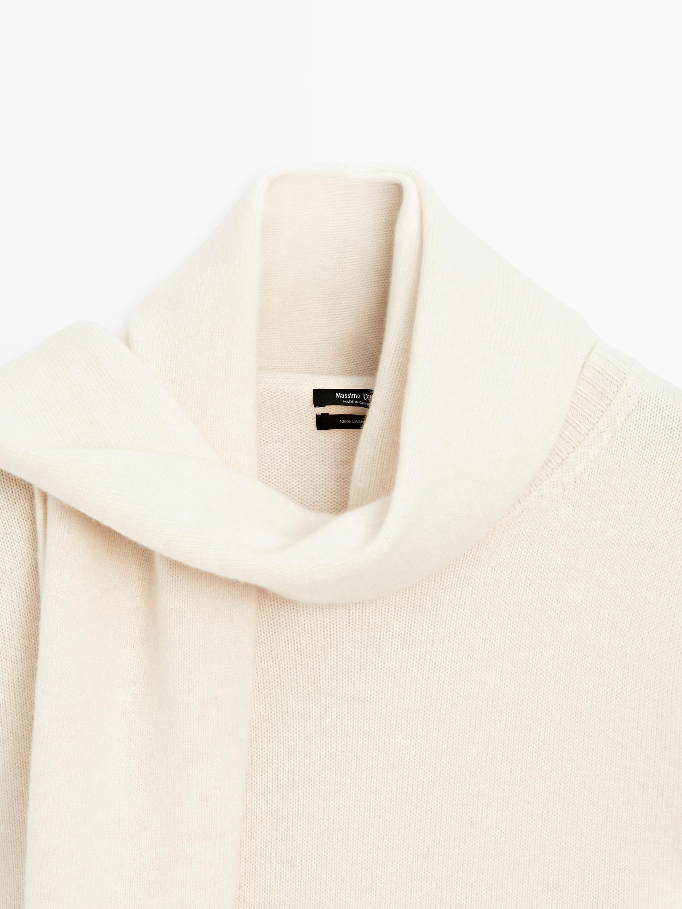 Maglia con colletto a foulard 100% cashmere