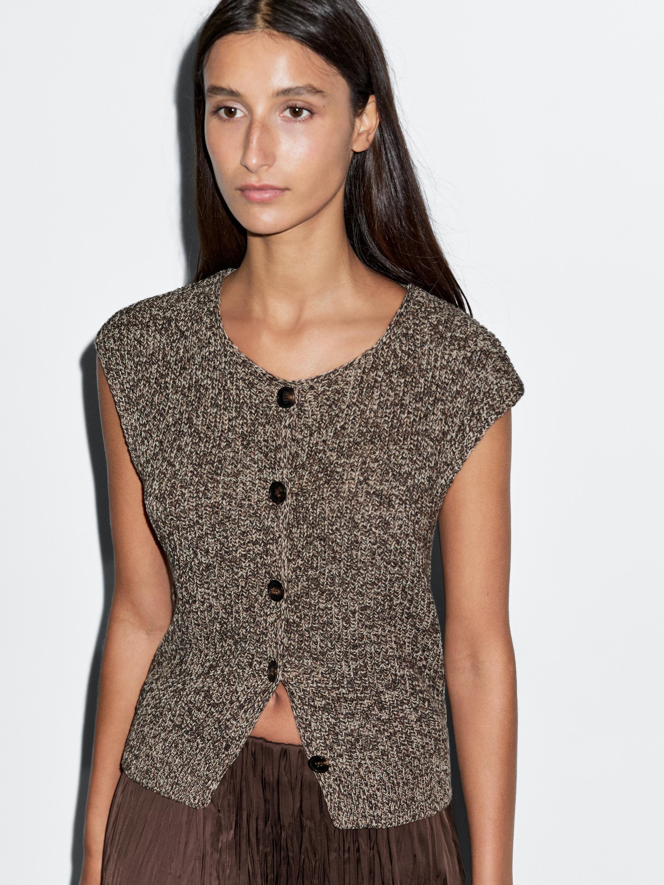 100% cotton mouliné round neck vest