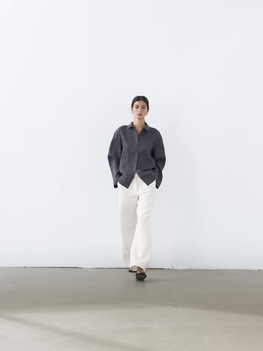Striped linen blend shirt
