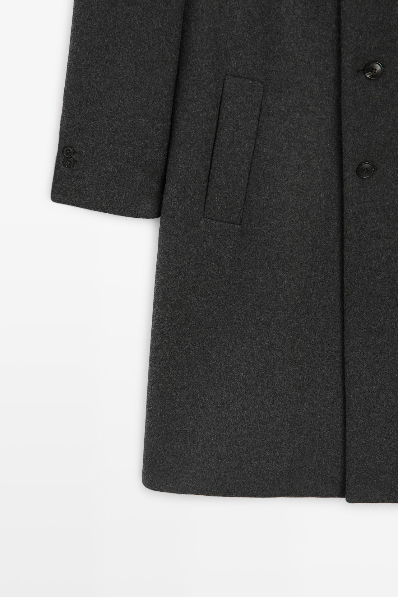 100% wool coat with lapel collar — CHARCOAL