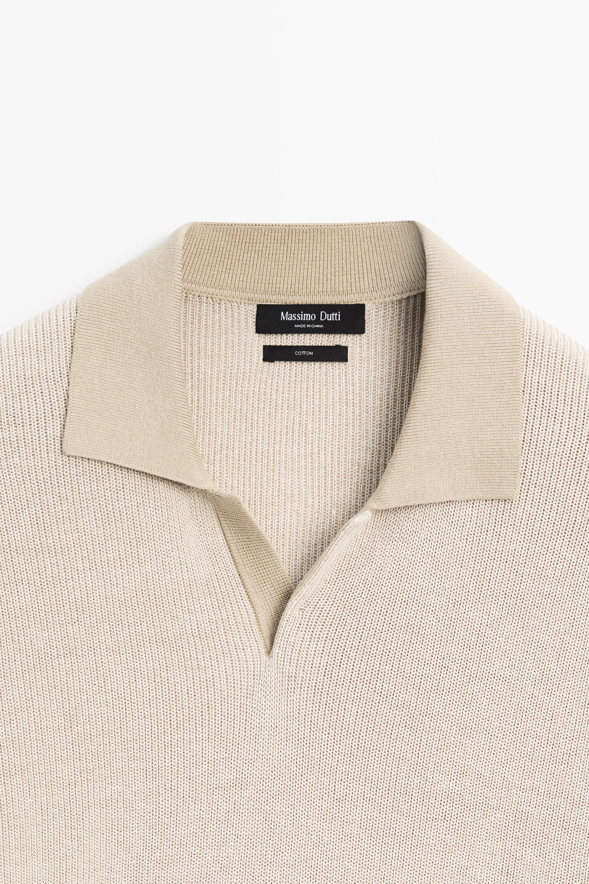 100% Cotton knit polo sweater — CREAM