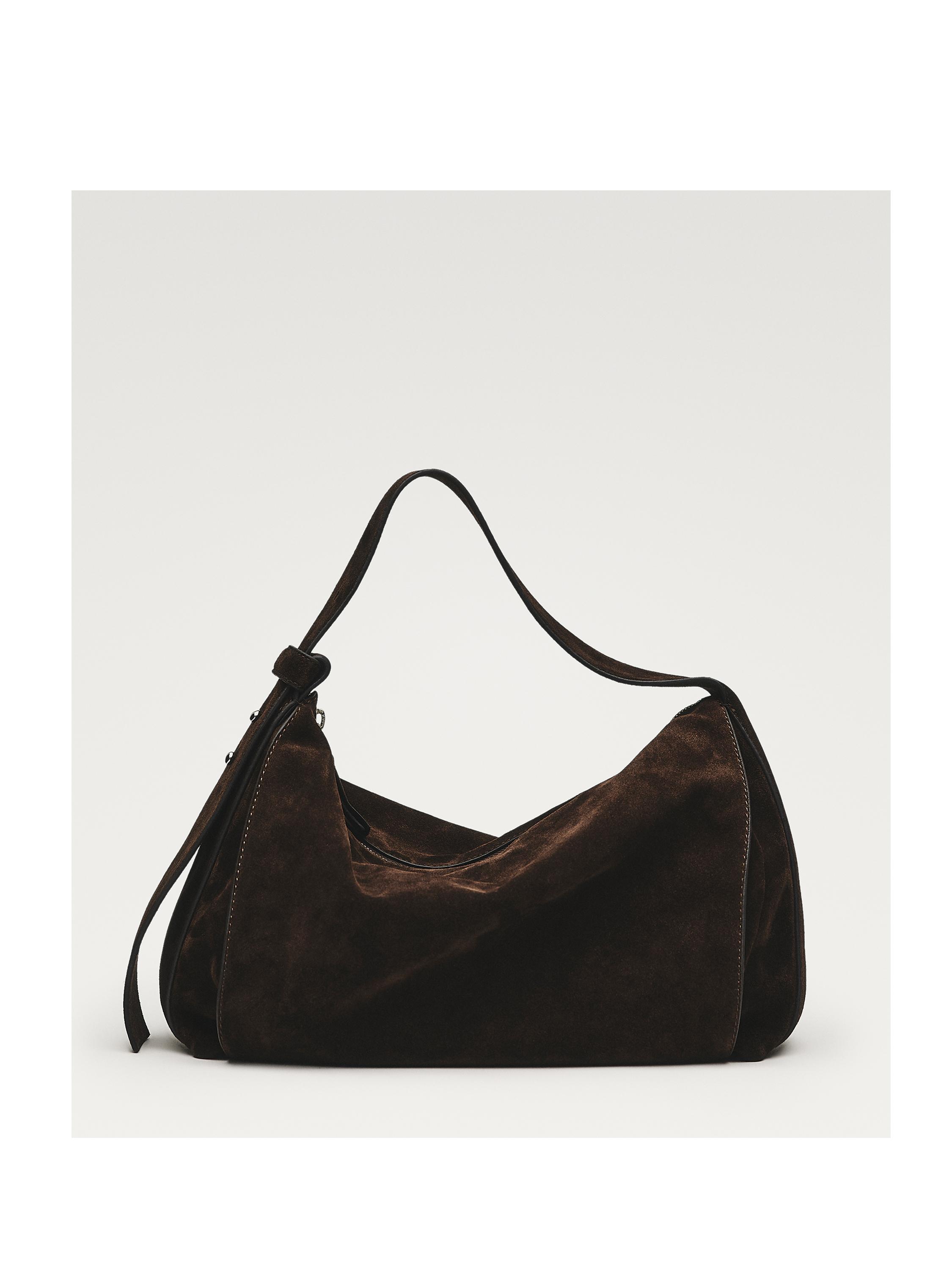 Large split leather shoulder bag