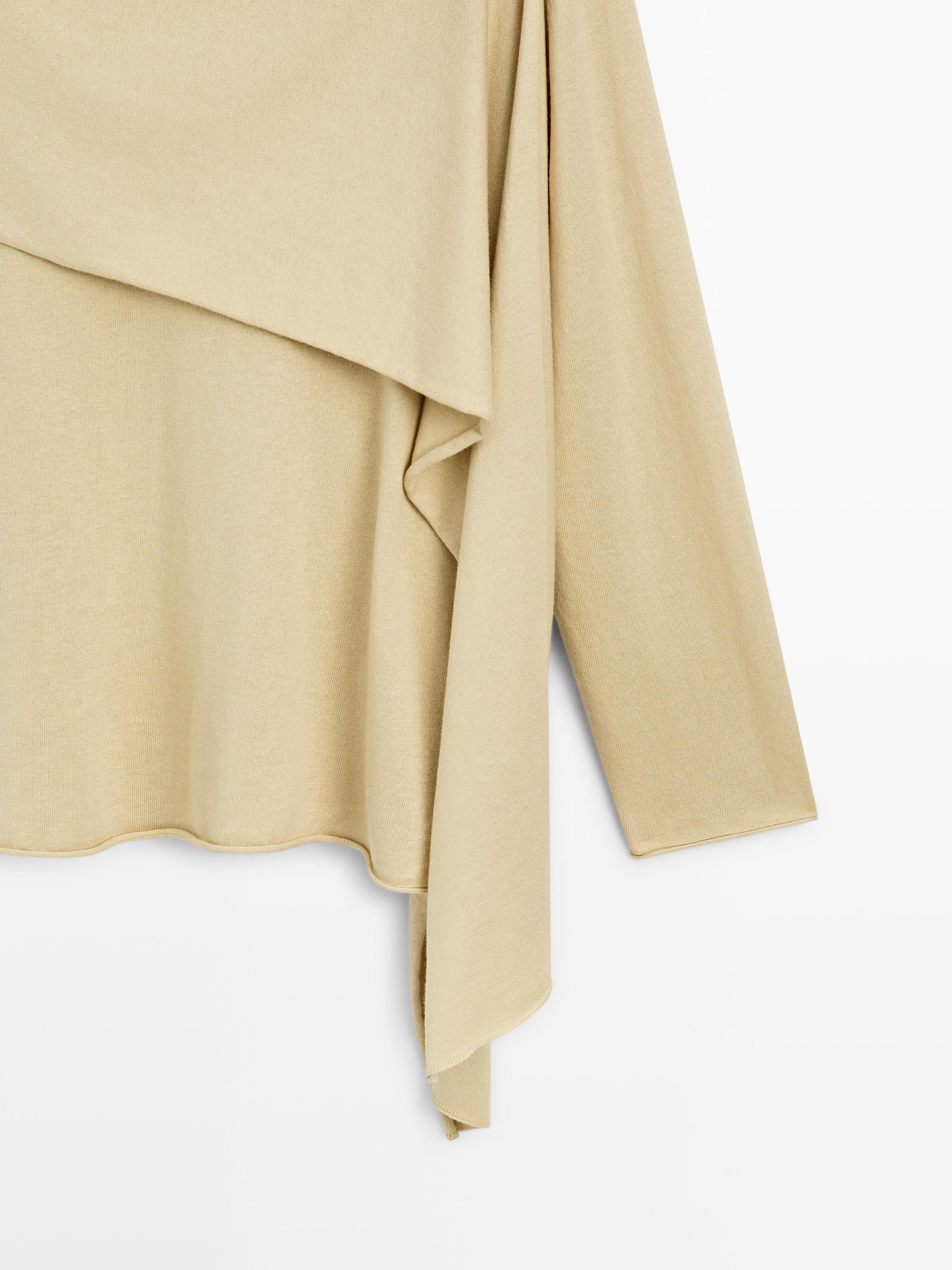 Knit sweater with scarf detail — GREENISH