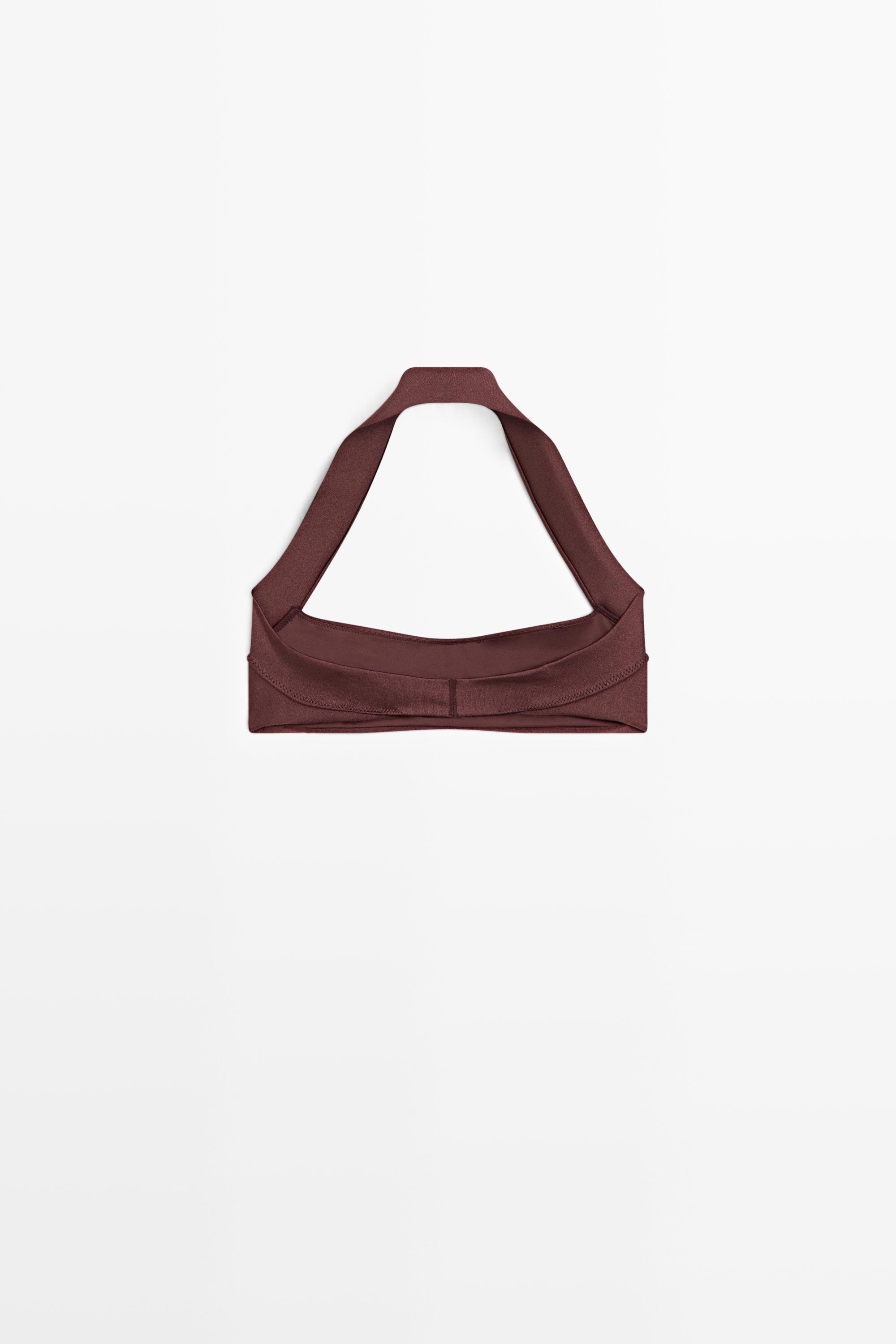 Shimmery halter bikini top — BROWN