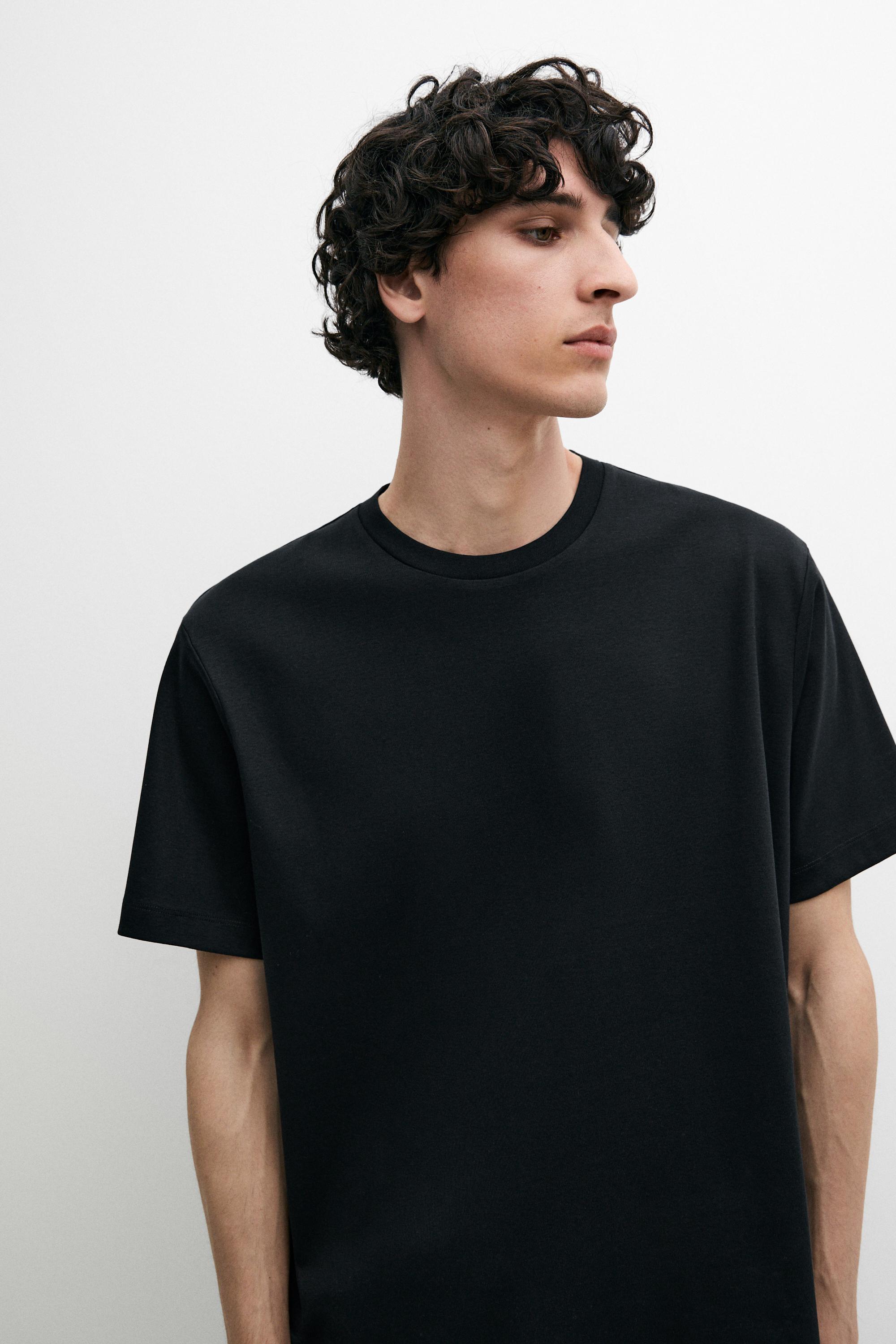 100% mercerised cotton T-shirt — BLACK