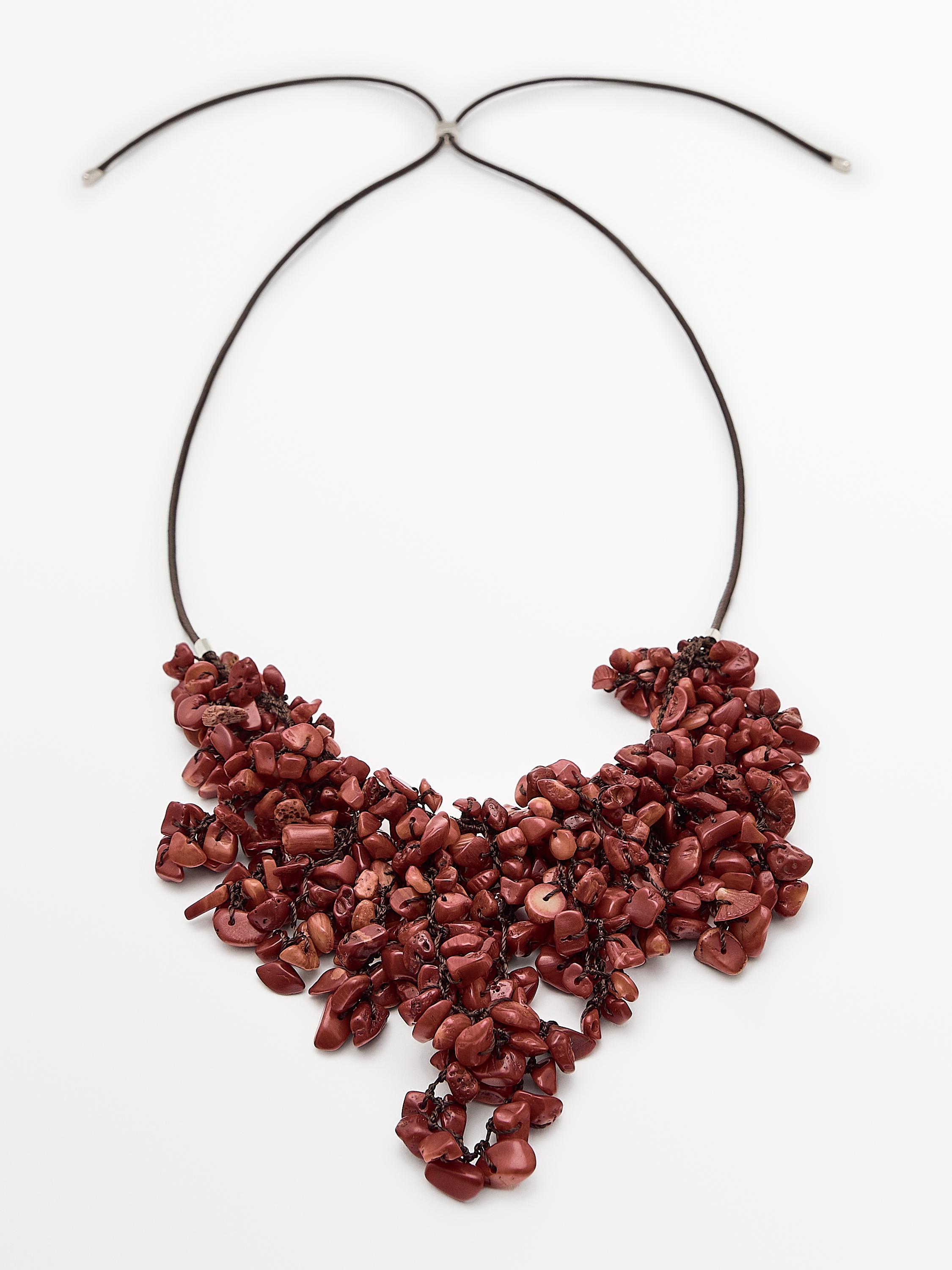 Leather cord stone necklace
