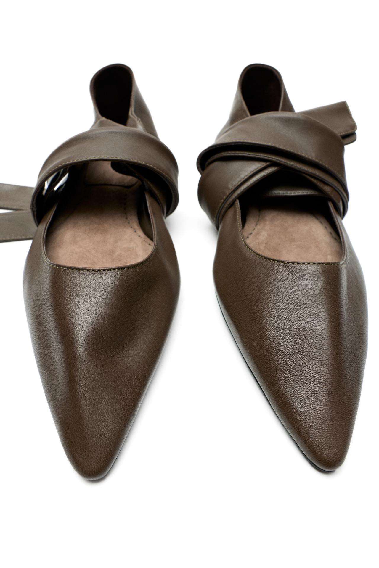 Leather lace-up ballet flat - LIMITED EDITION — KHAKI