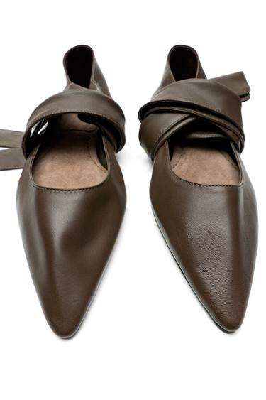Leather lace-up ballet flat - LIMITED EDITION — KHAKI 9