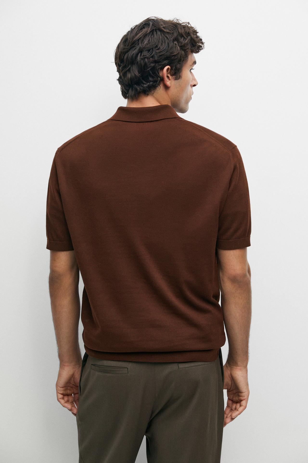 100% cotton knit polo sweater — BRANDY