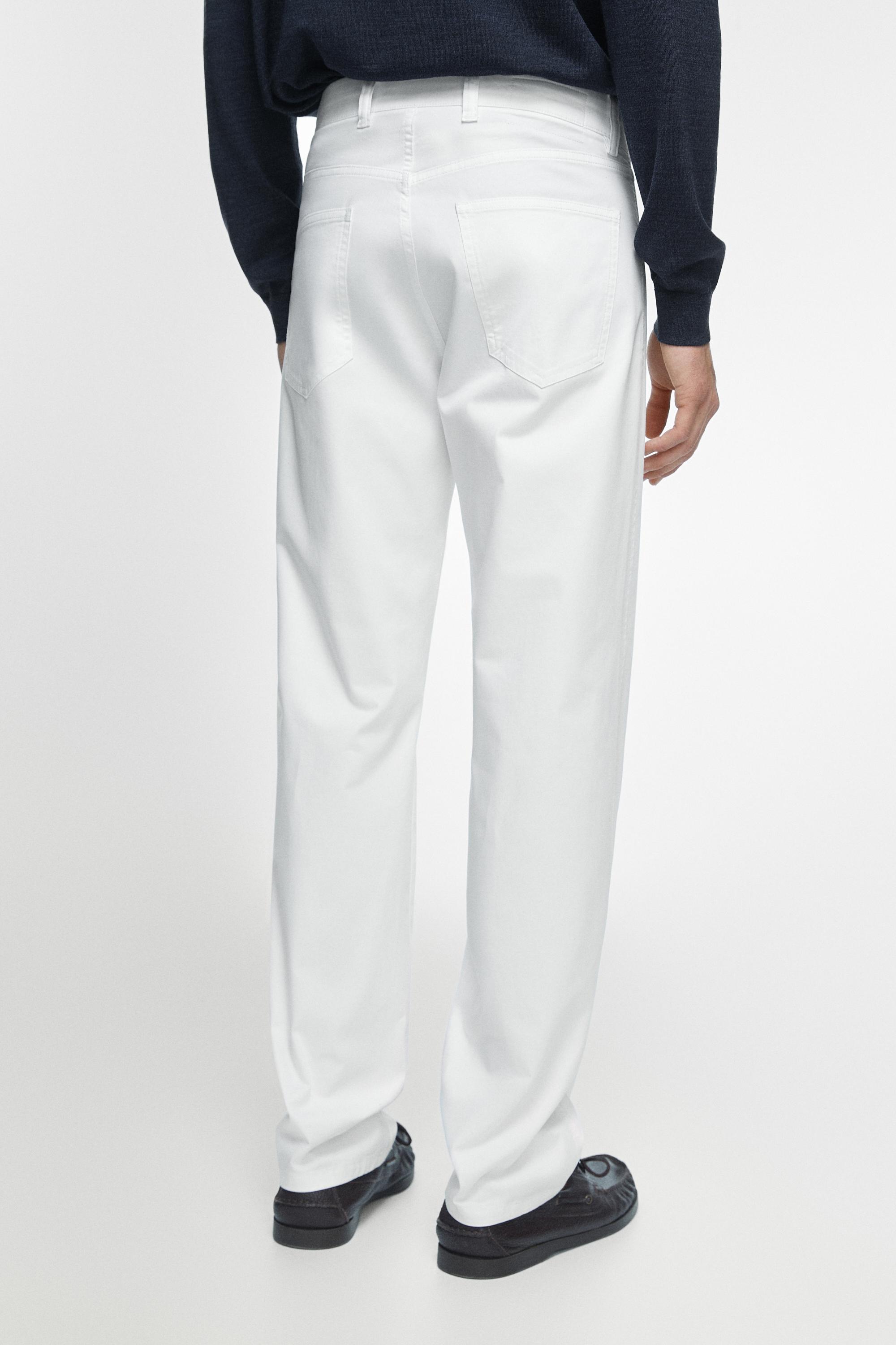 Slim fit denim-effect trousers — WHITE