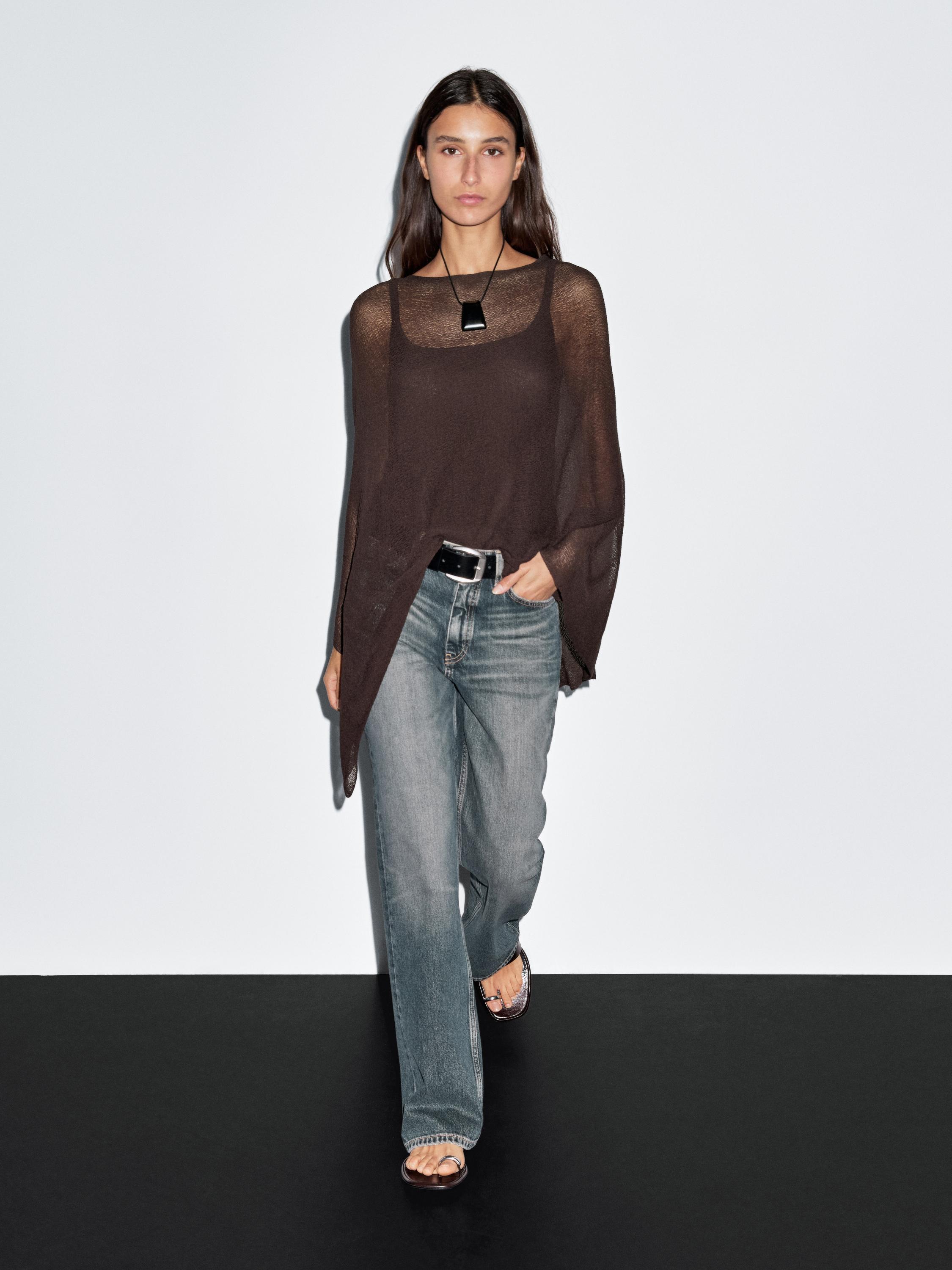 Asymmetric knit cape