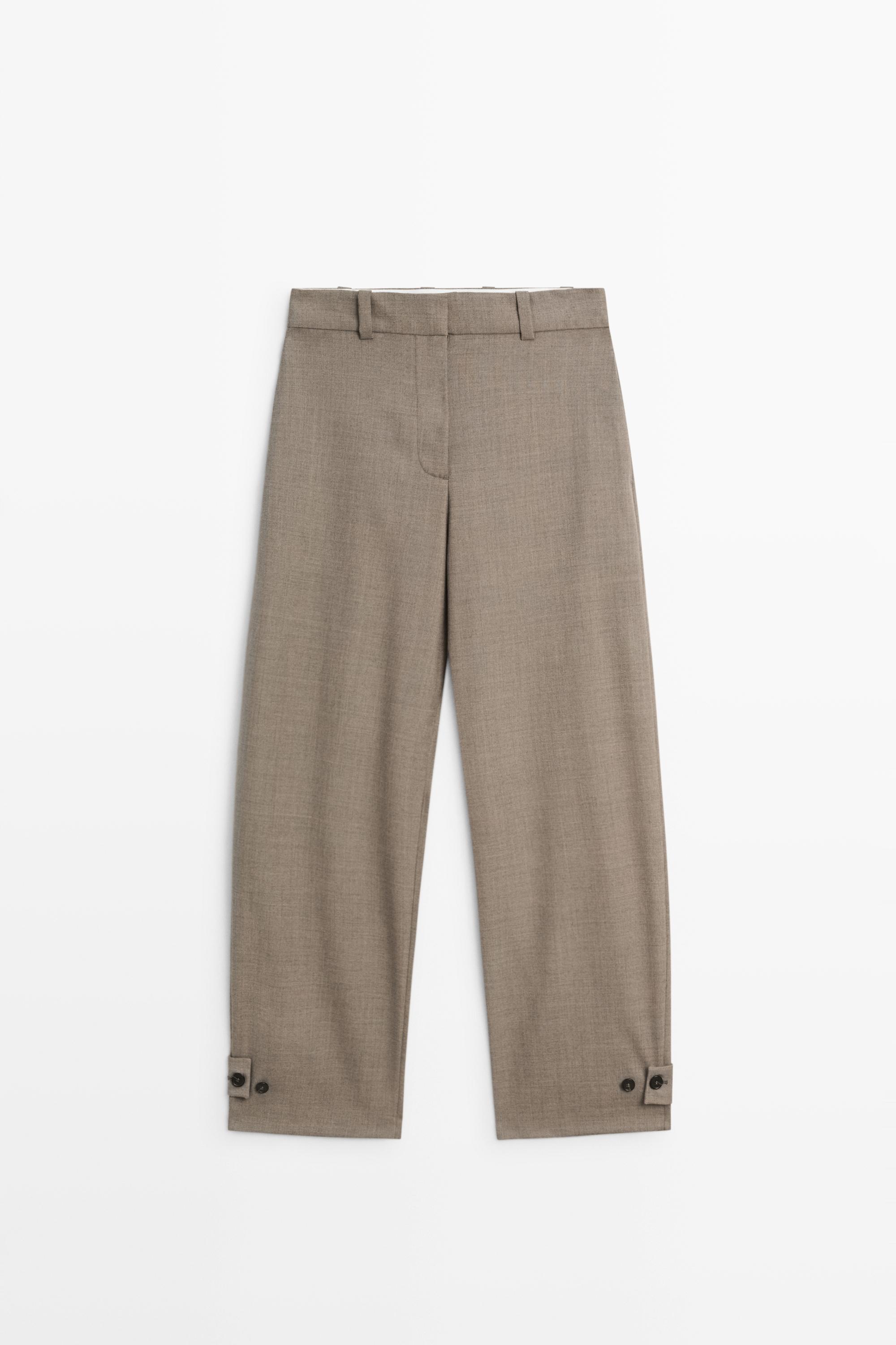 Bundfaltenhose mit Lasche am Saum aus 100 % Wolle